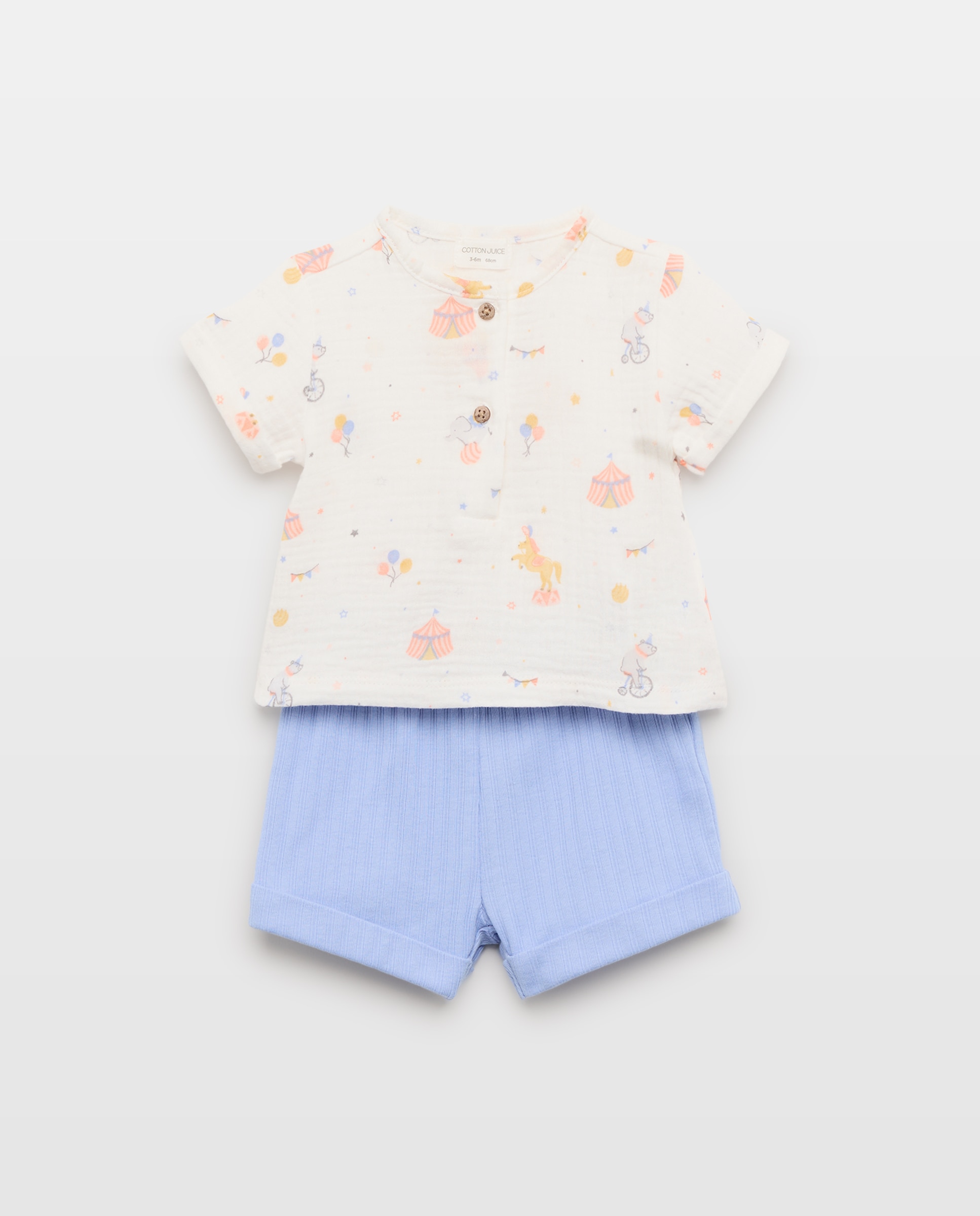 Pelele gasa con dibujos de animales de bebé niña - Cotton Juice - Blanco Blanco-1