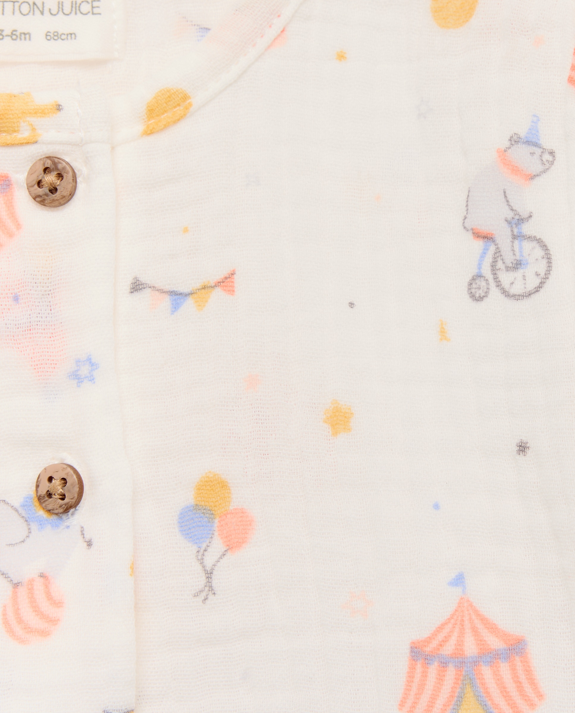 Pelele gasa con dibujos de animales de bebé niña - Cotton Juice - Blanco Blanco-3