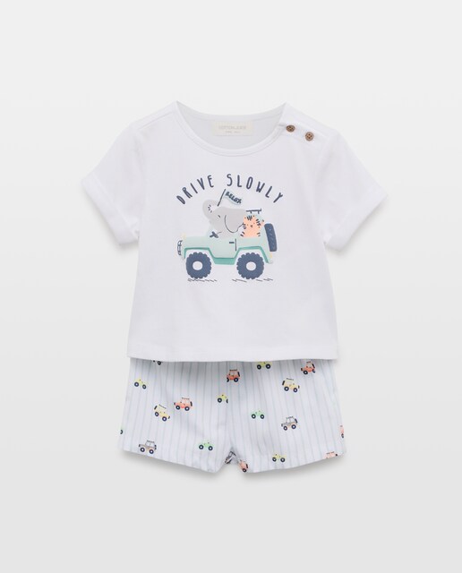Pijama corto con dibujo elefante para bebé