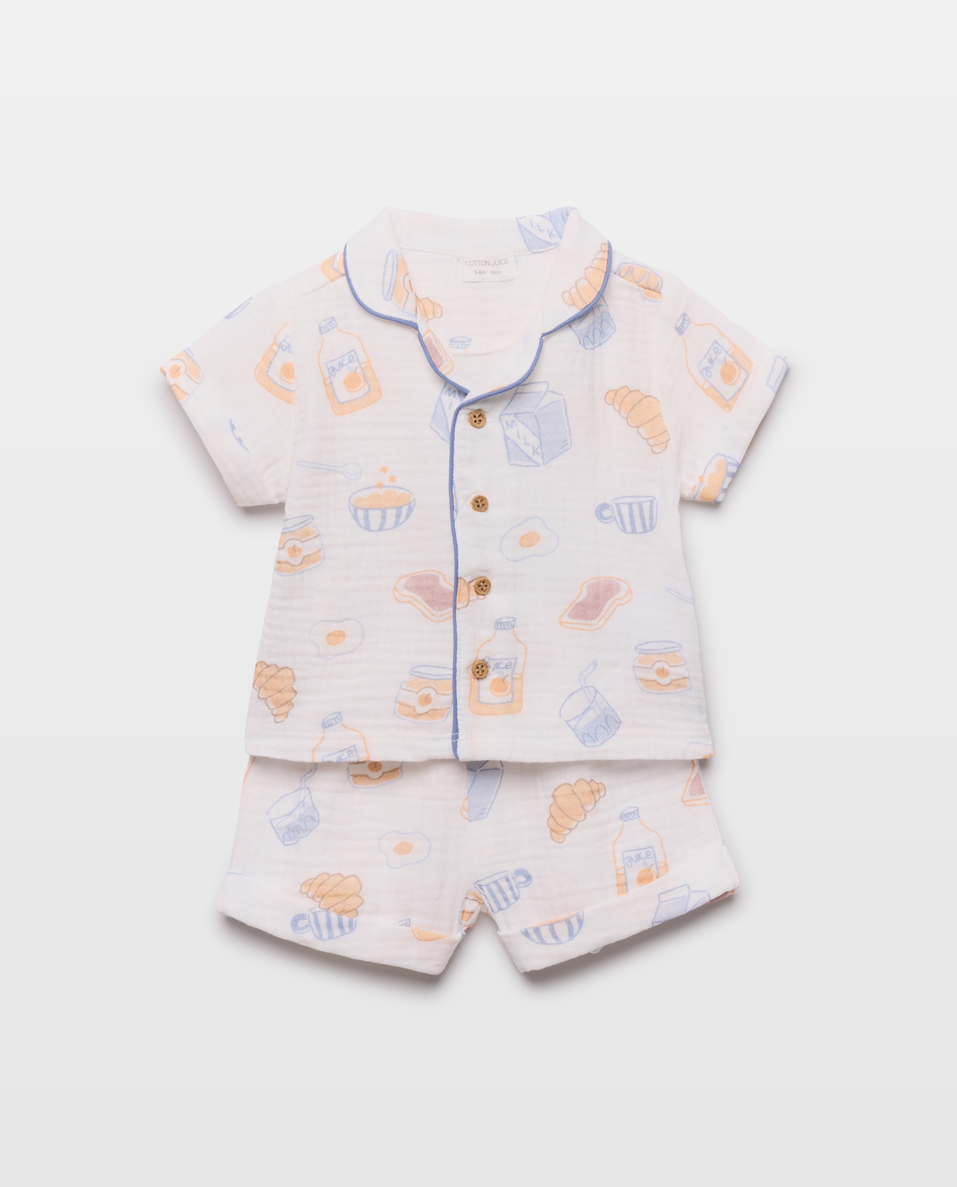 Pijama Abotoado de Bebé com Chiffon e Fantasia Cotton Juice Branco-1