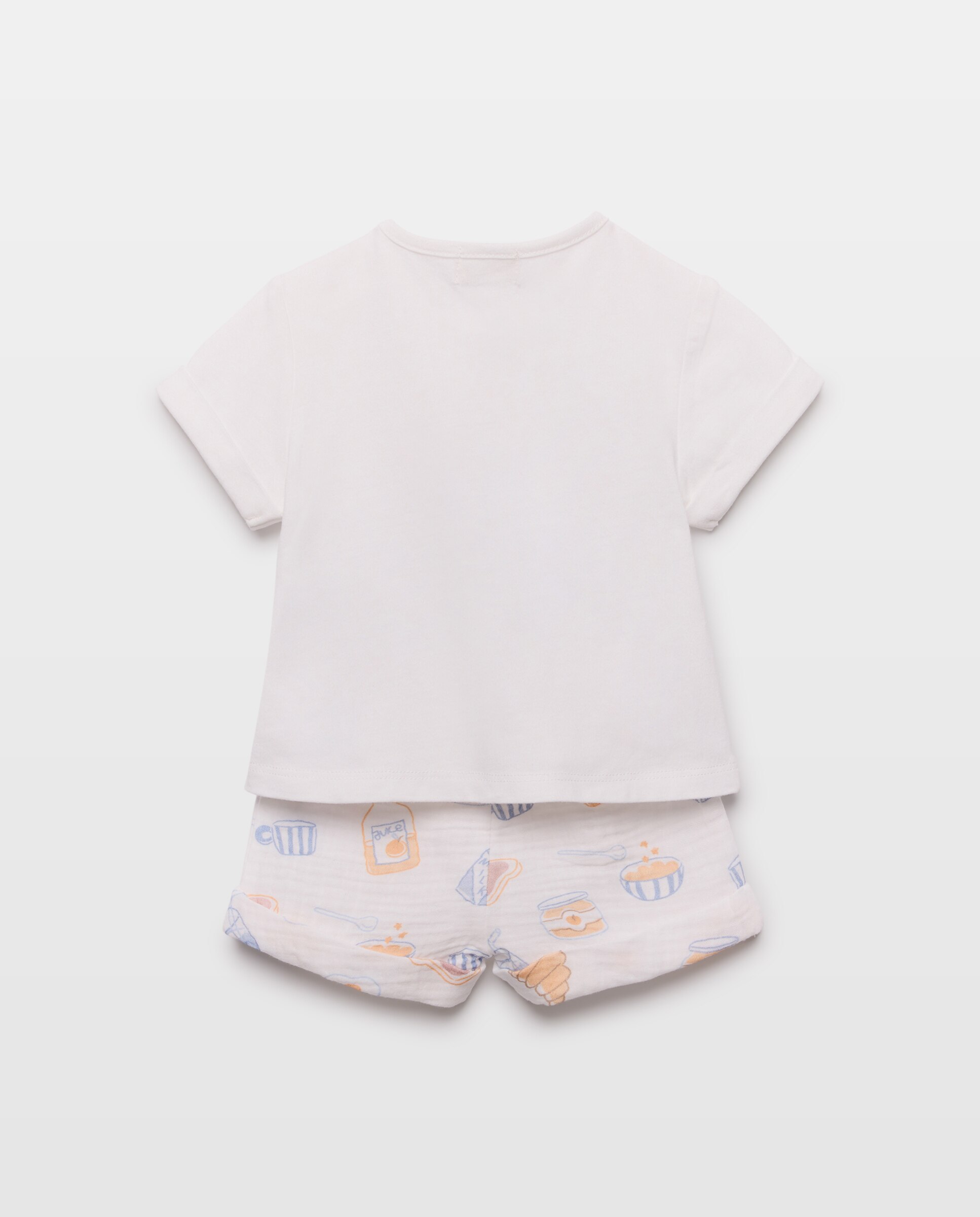 Pijama Misto de Bebé com Calças de Chiffon e Fantasia Cotton Juice Branco-2