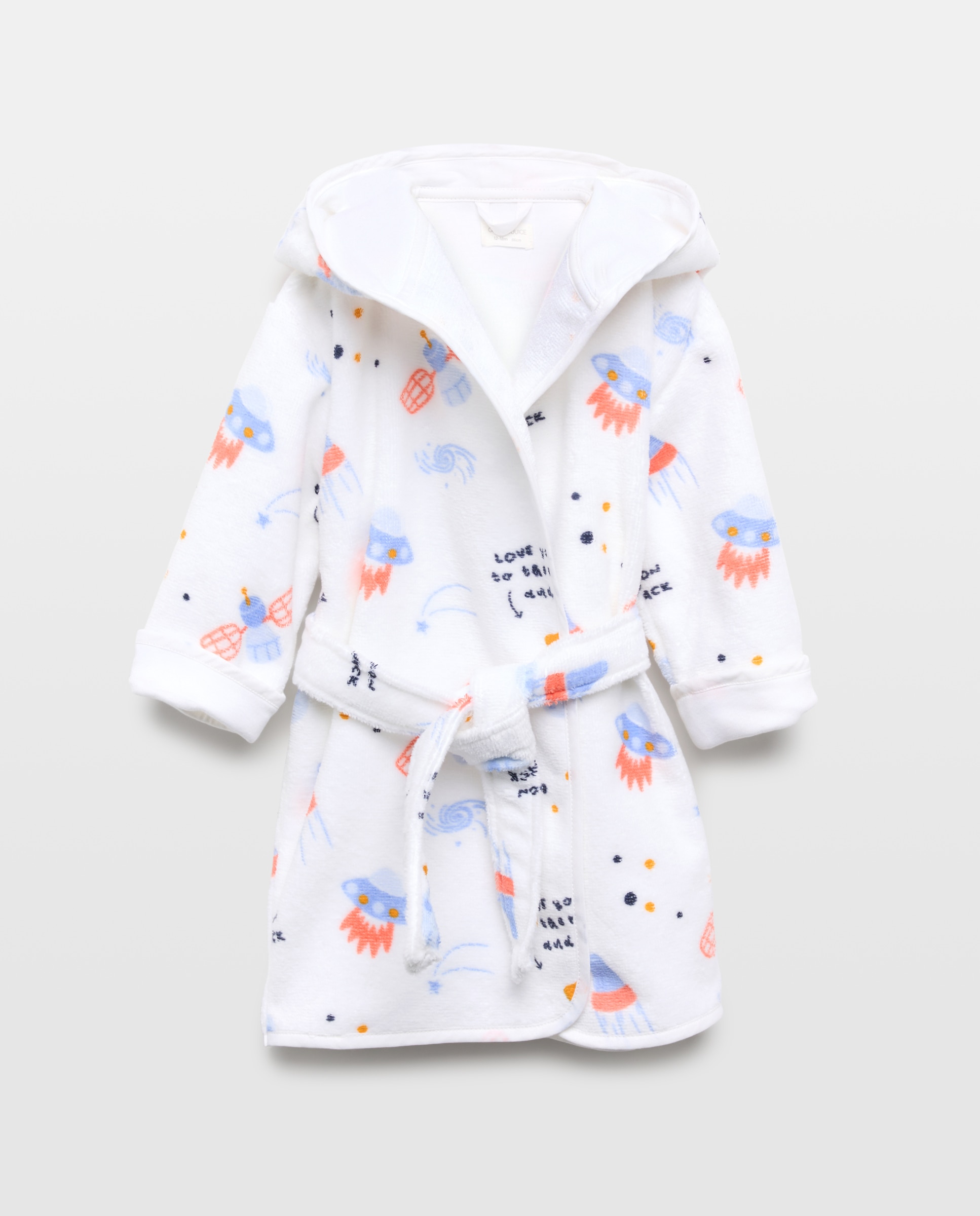 Roupão de Banho de Algodão de Bebé com Estampado Cotton Juice Branco-1