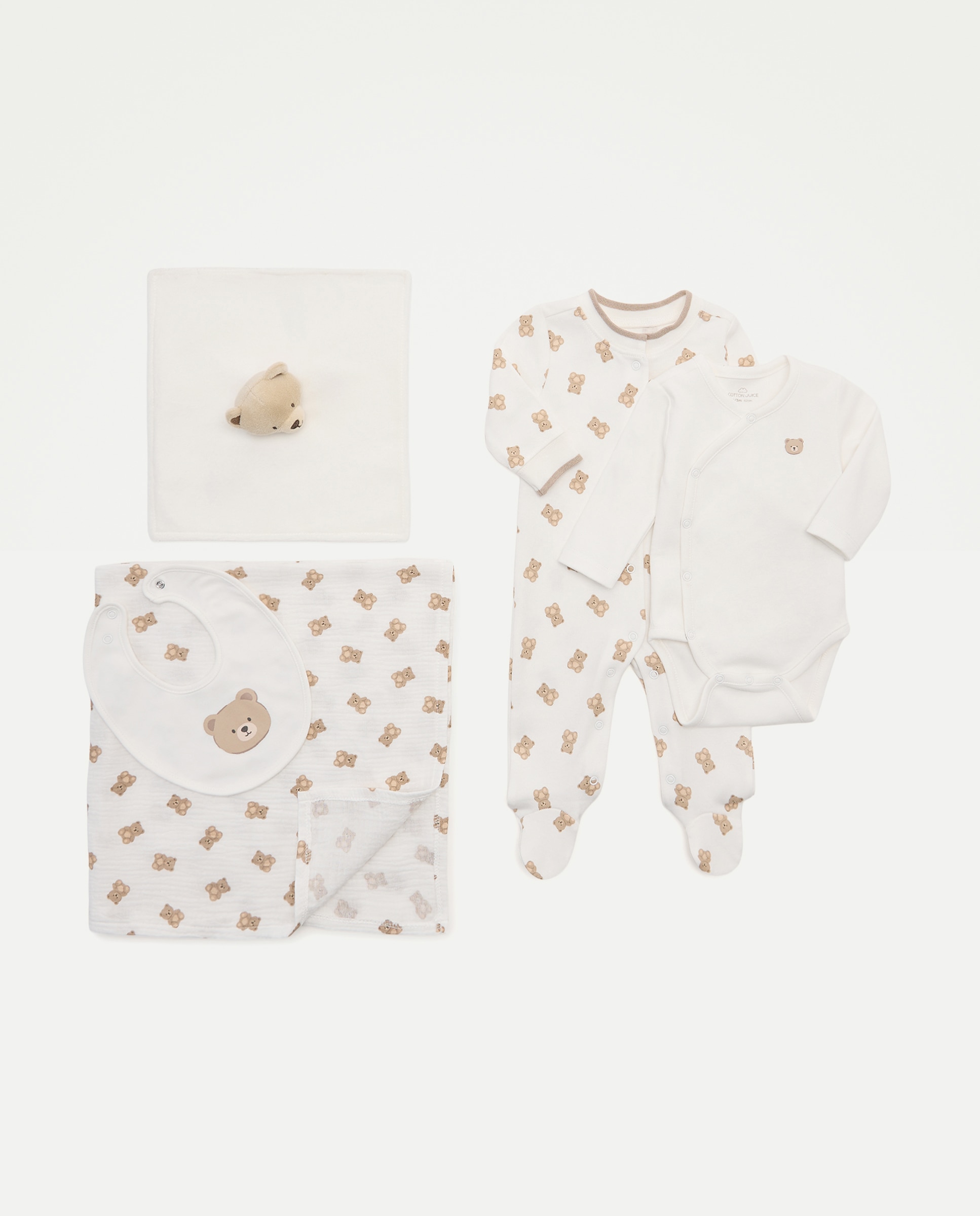 Albornoz set regalo 5 piezas de bebé - Cotton Juice - Blanco Blanco-1