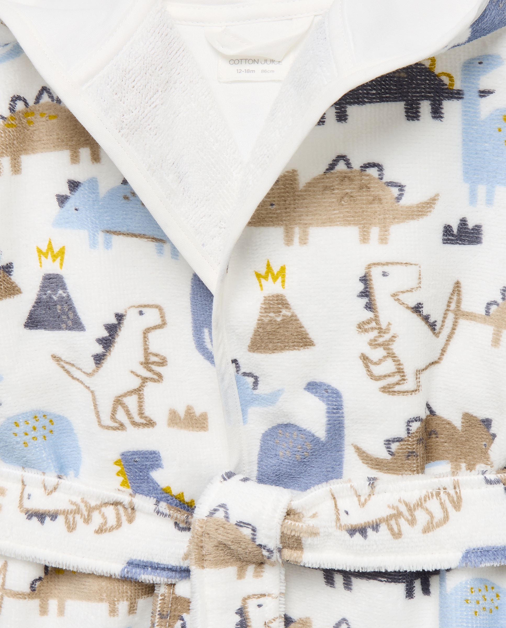 Albornoz para bebé con estampado fantasía dinos - Cotton Juice - Blanco Blanco-3
