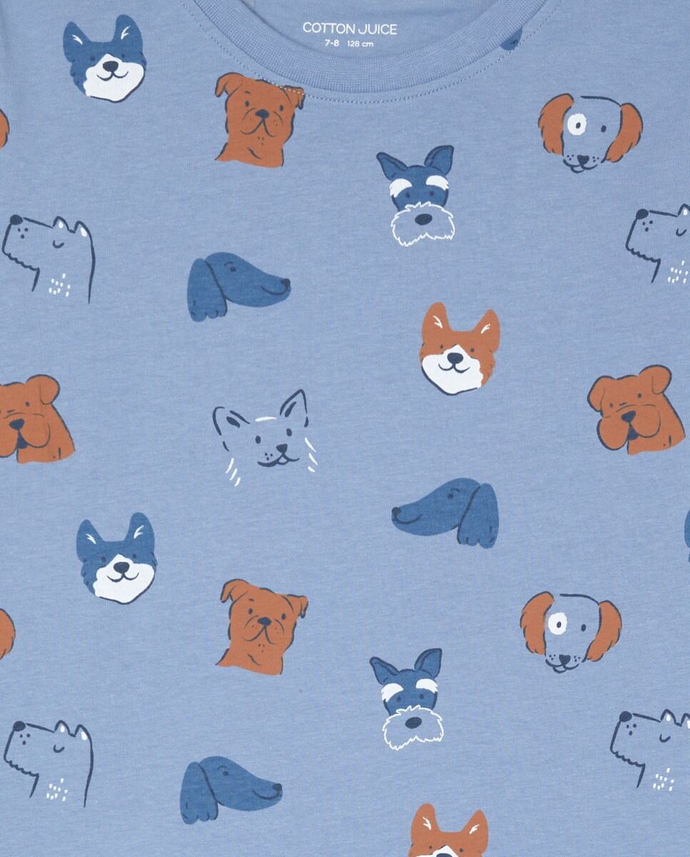 Pijama Completo de Malha com Estampado Azul-5