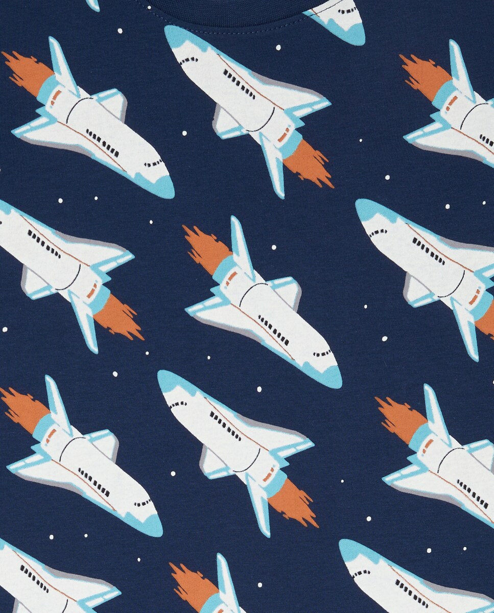 Pijama Completo de Malha com Estampado Azul-5