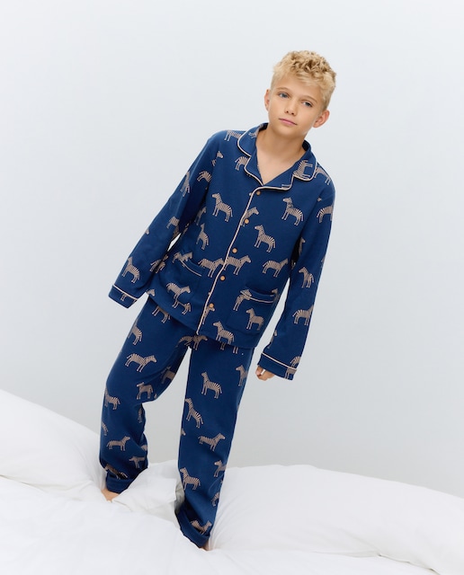 Imagen 0 de Pijama largo punto abotonado estampado cebra de niño