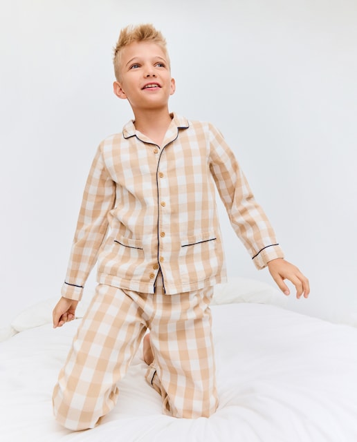Imagen 0 de Pijama largo plana abotonado vichy de niño