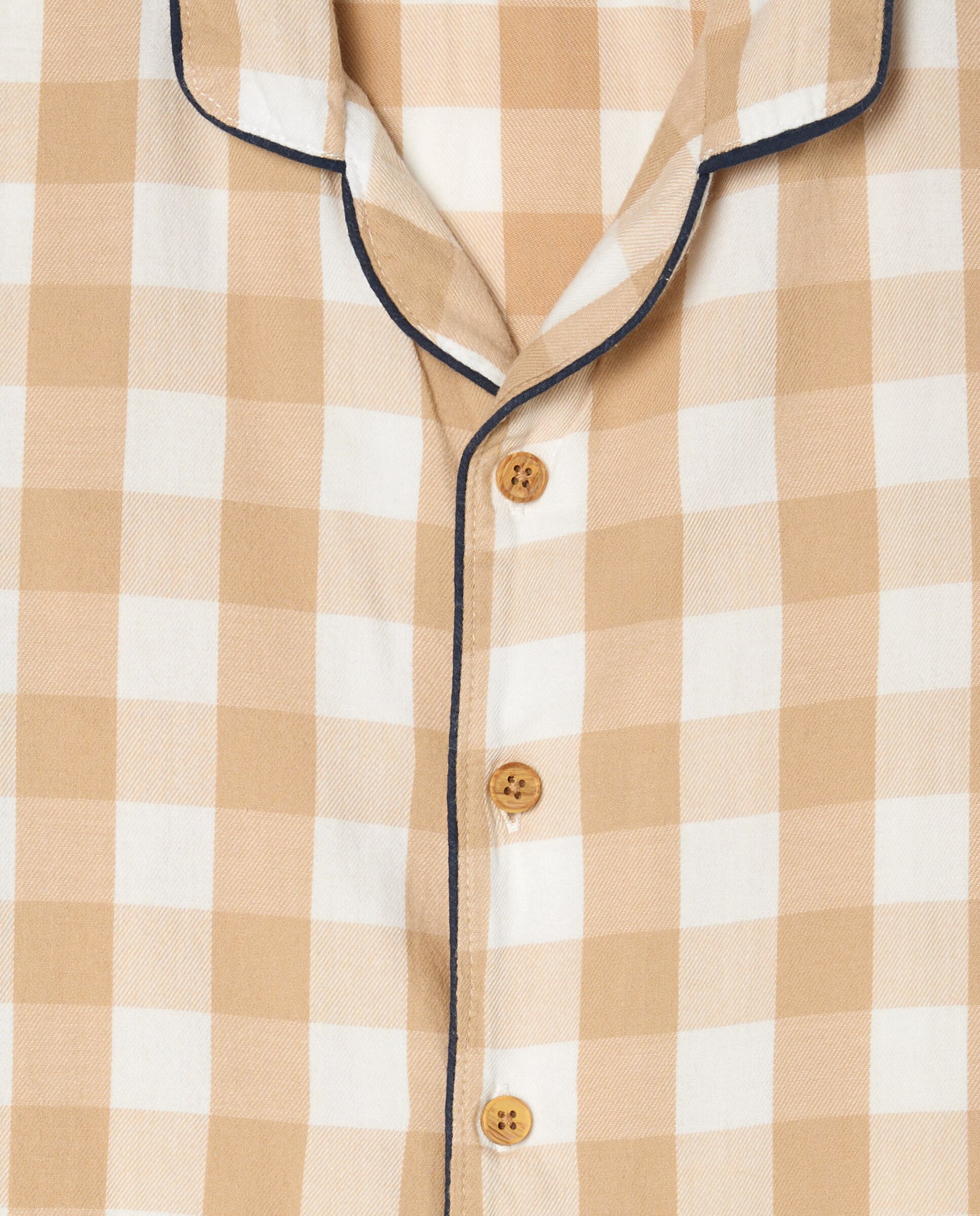 Pijama Comprido Abotoado com Vichy Castanho-5