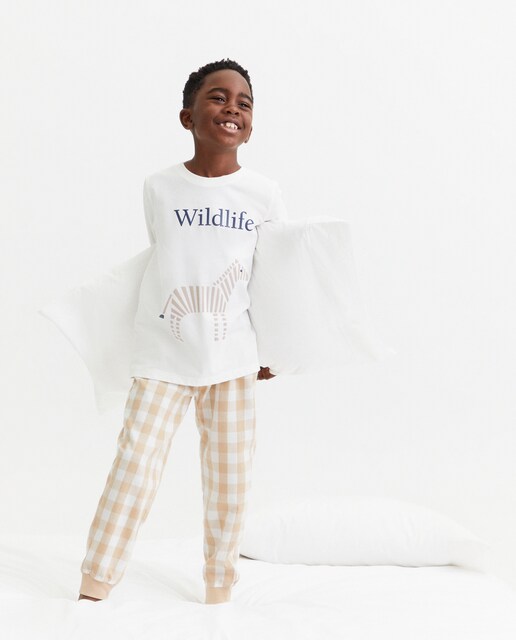 Imagem 0 de Pijama Comprido Misto de T-shirt e Calças com Estampado