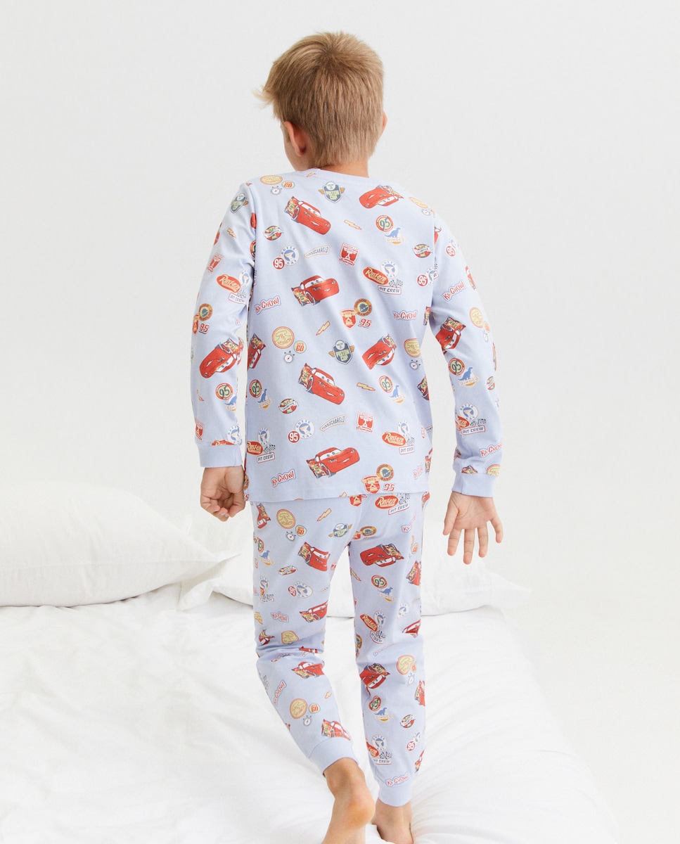 Pijama de Malha com Estampado Carros Azul-marinho-3