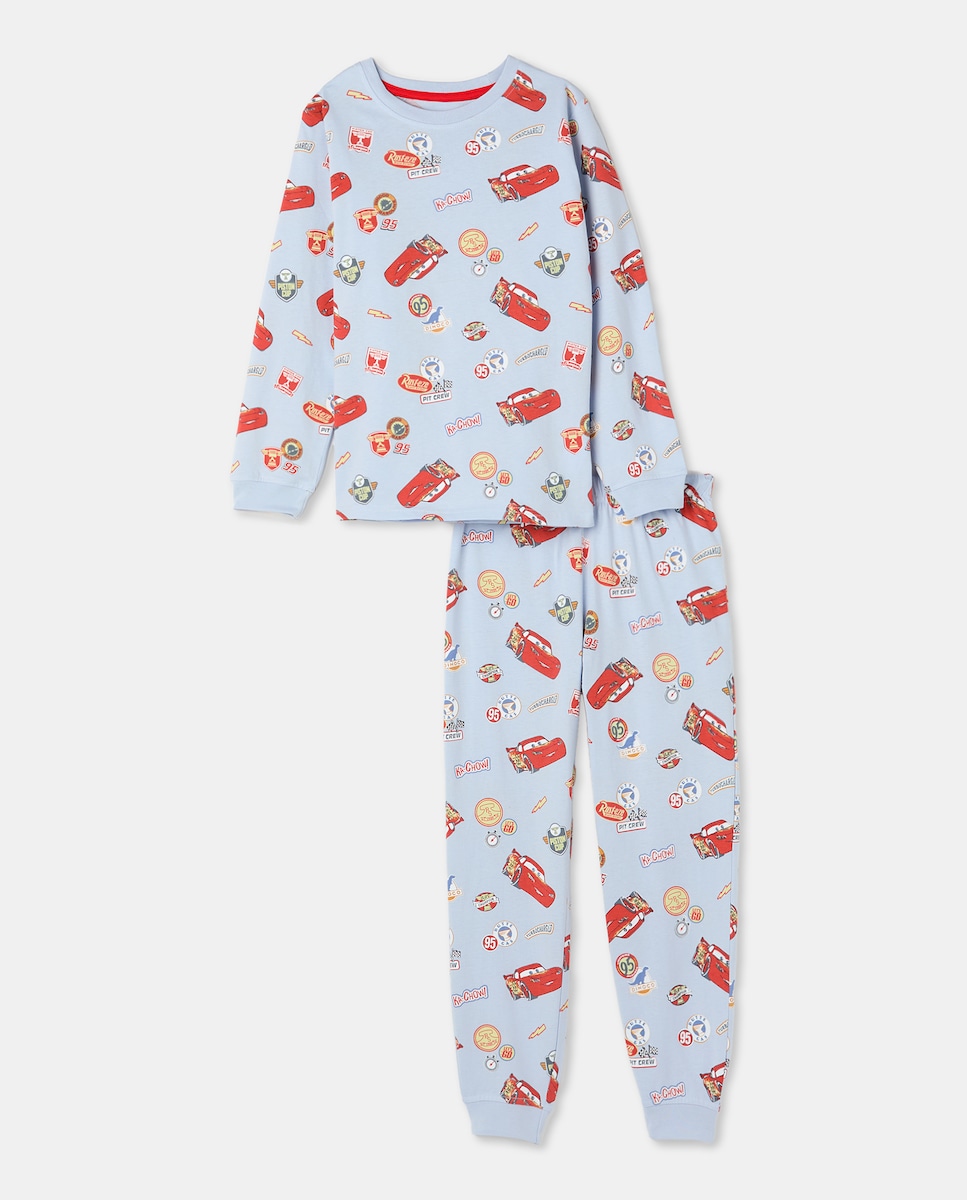 Pijama de Malha com Estampado Carros Azul-marinho-4