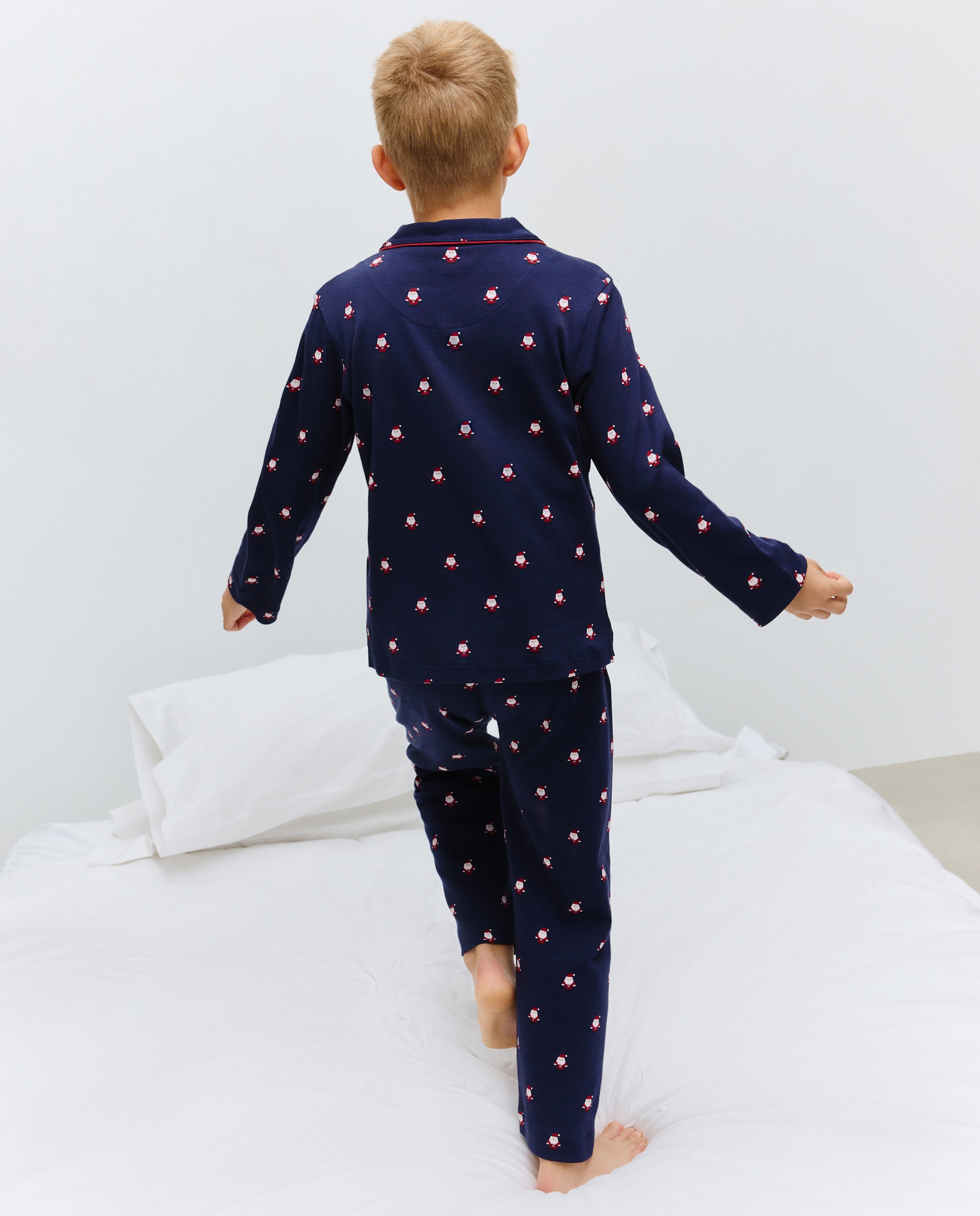 Pijama Comprido Abotoado com Motivo de Pai Natal Azul-3