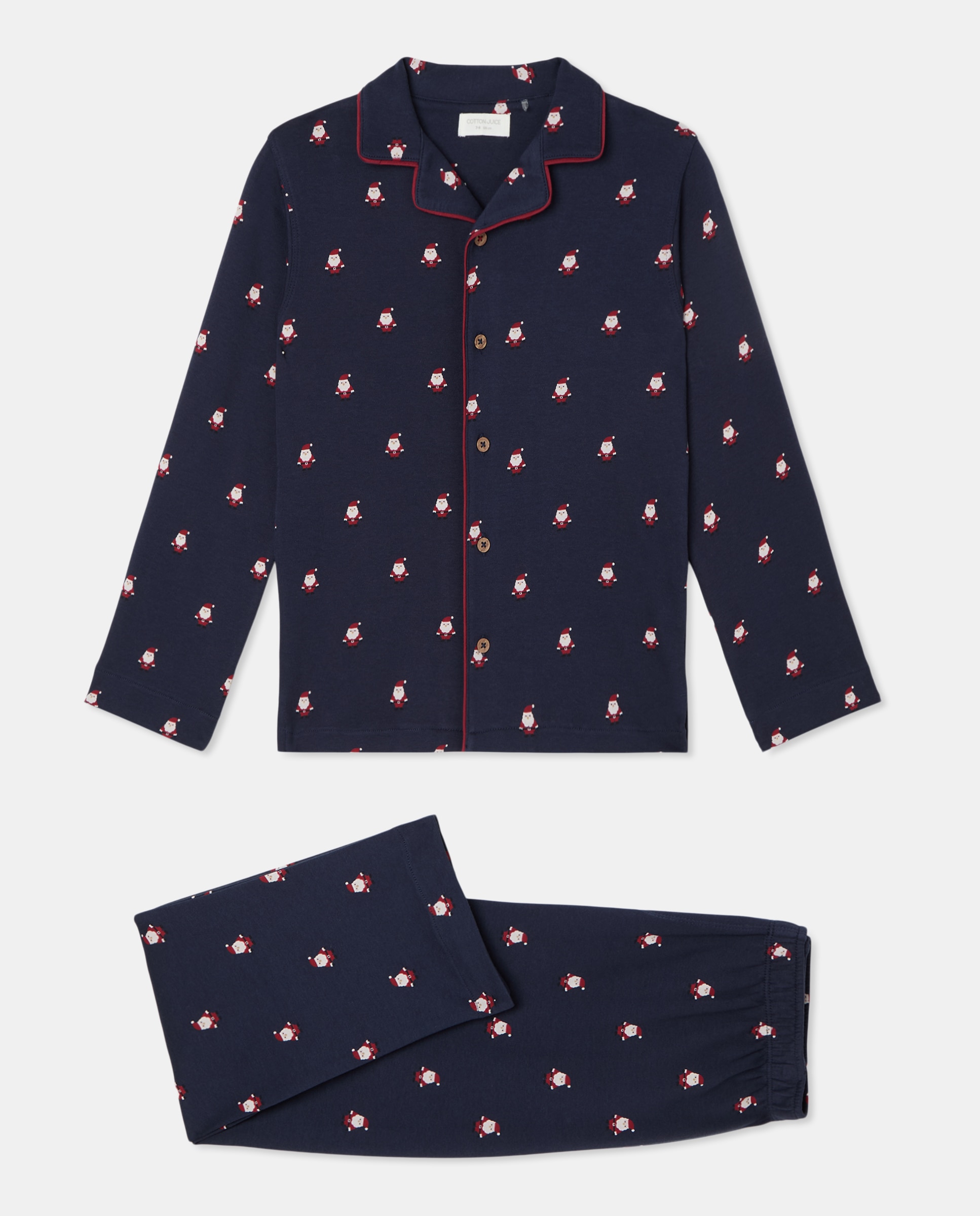 Pijama Comprido Abotoado com Motivo de Pai Natal Azul-5