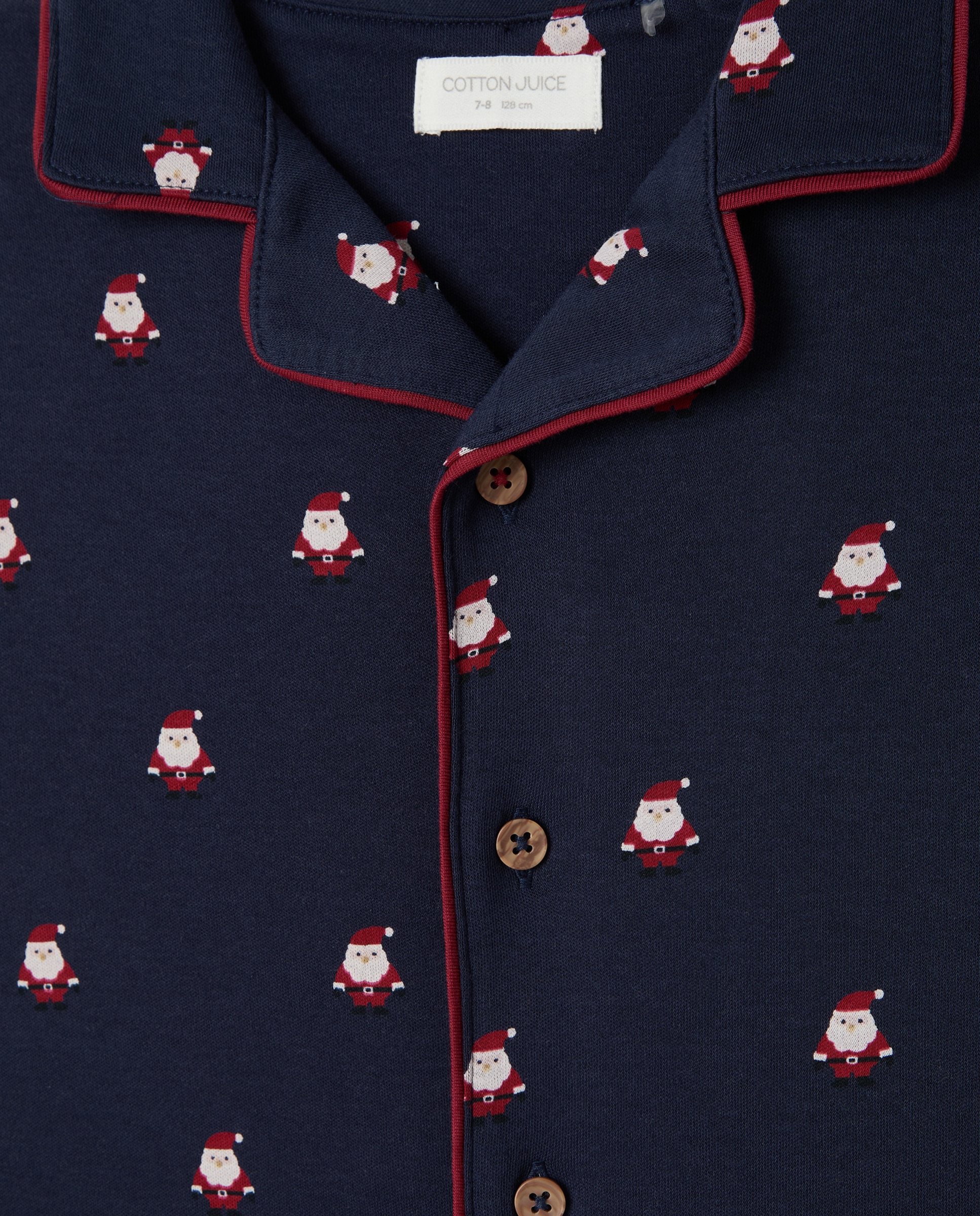 Pijama Comprido Abotoado com Motivo de Pai Natal Azul-6