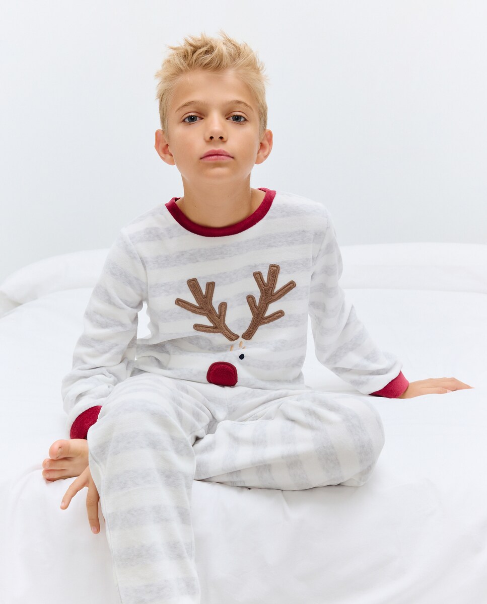 Pijama de Rena às Riscas Preto-2