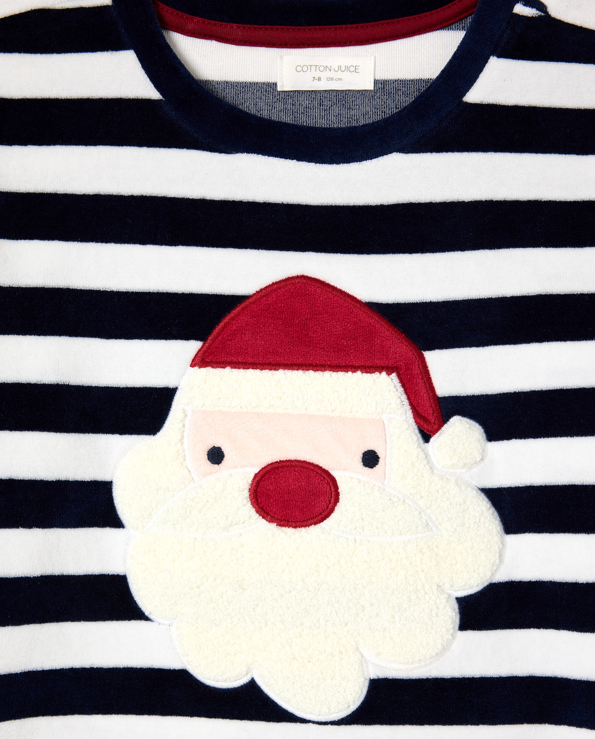 Pijama às Riscas com Desenho do Pai Natal Azul-5