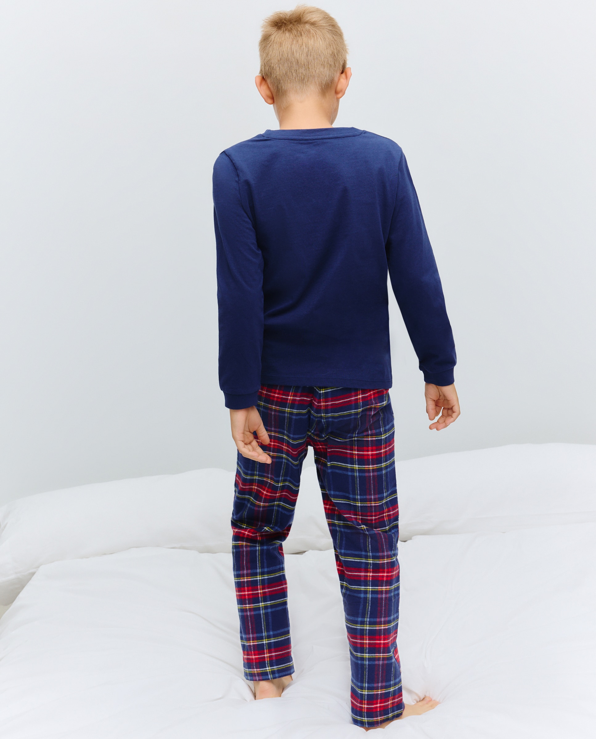 Pijama Completo com Motivo Natalício e Letras Azul-3