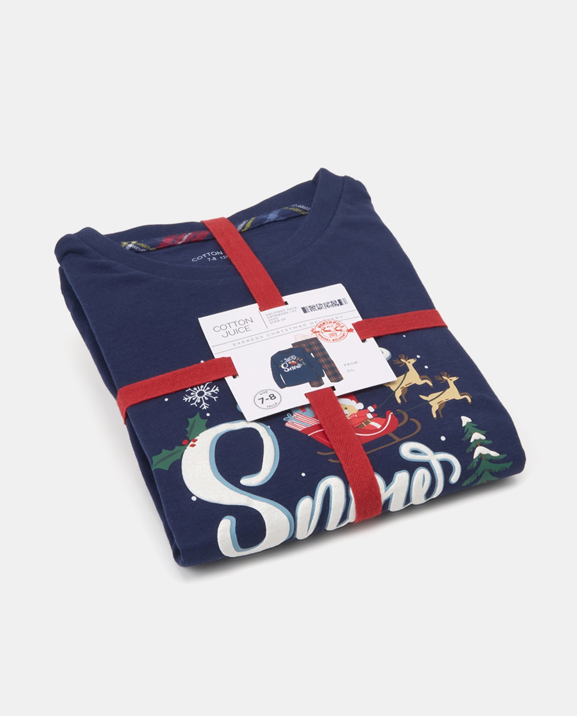 Pijama Completo com Motivo Natalício e Letras Azul-6