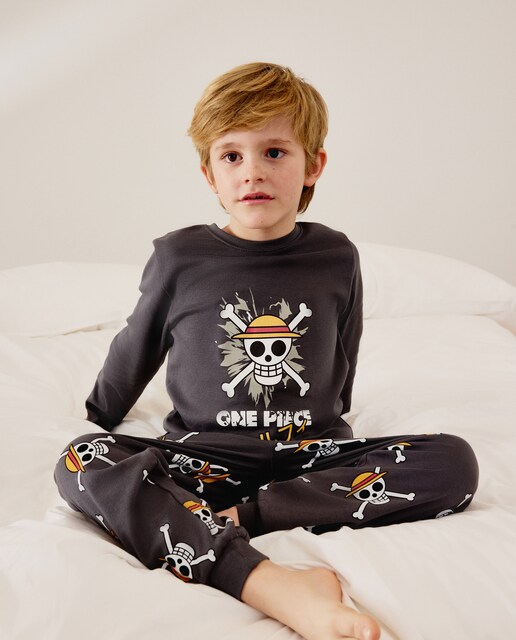 Pijama largo de niño  punto one piece calavera