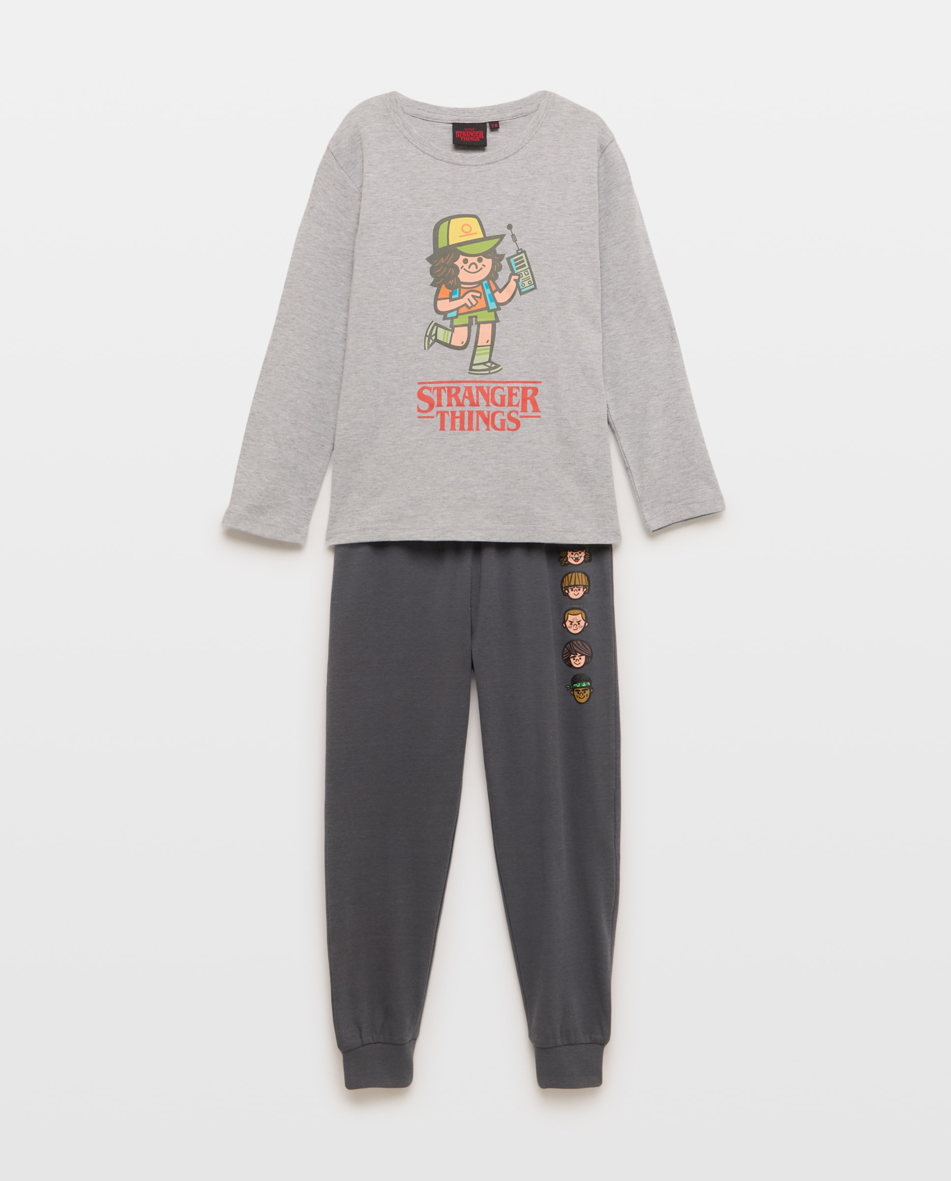 Pijama de Malha Stranger Things Dustin Cinzento-4