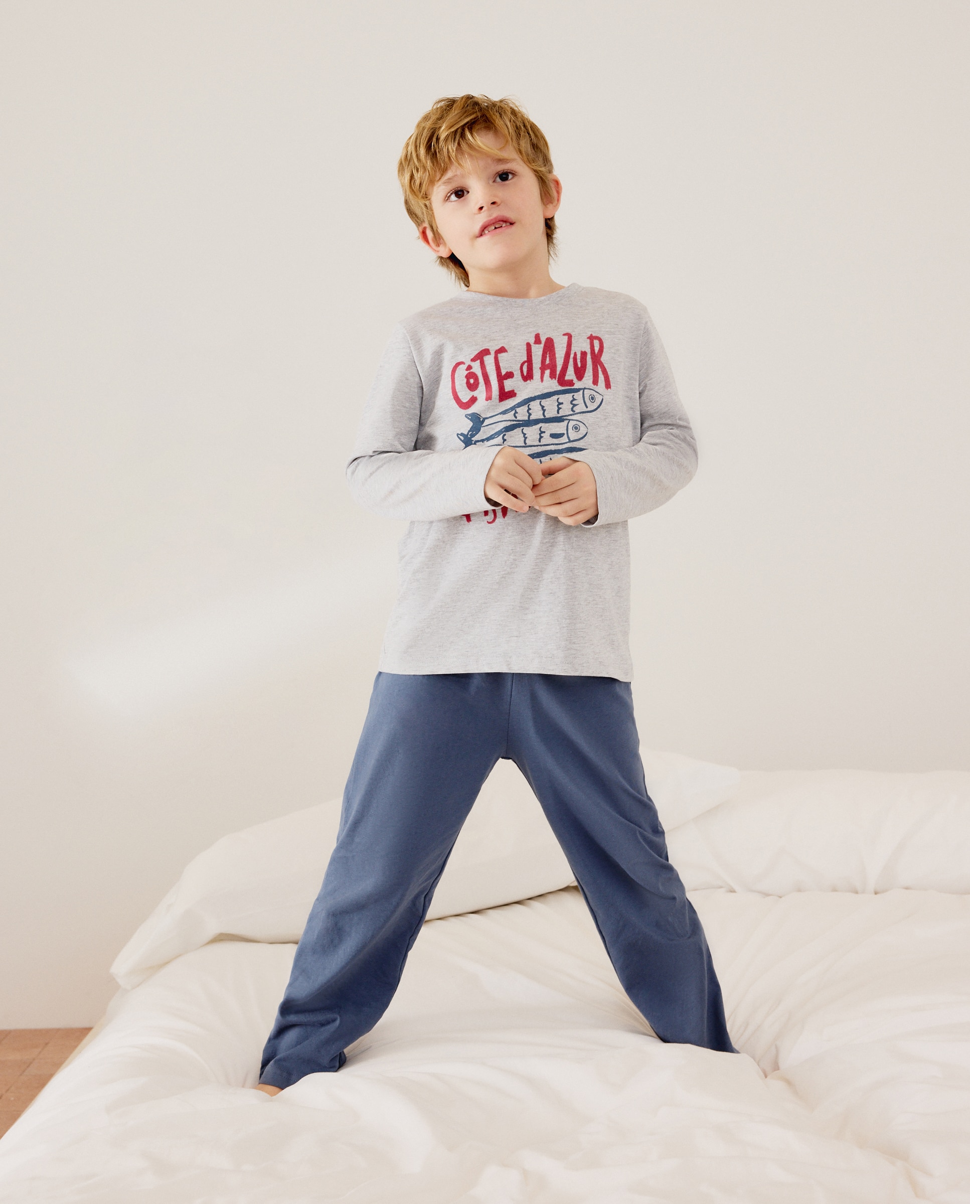 Pijama de Malha com Estampado de Fantasia Cotton Juice Cinzento-2