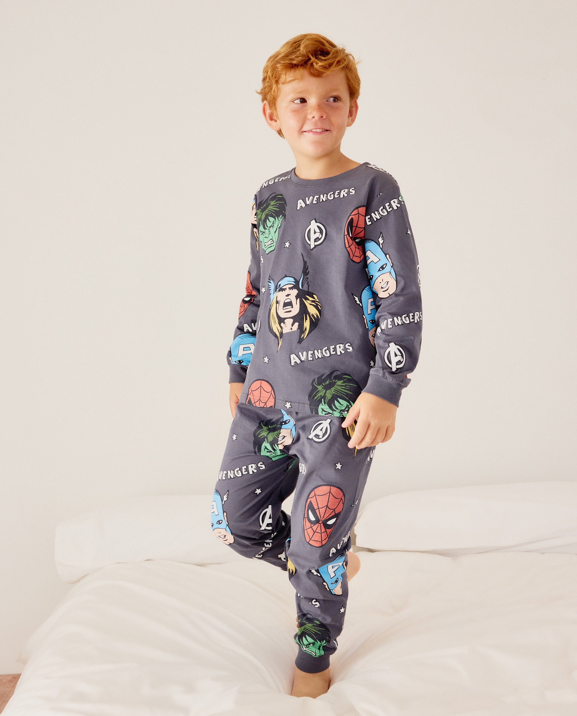 Pijama de Malha Os Vingadores Cotton Juice Cinzento-2