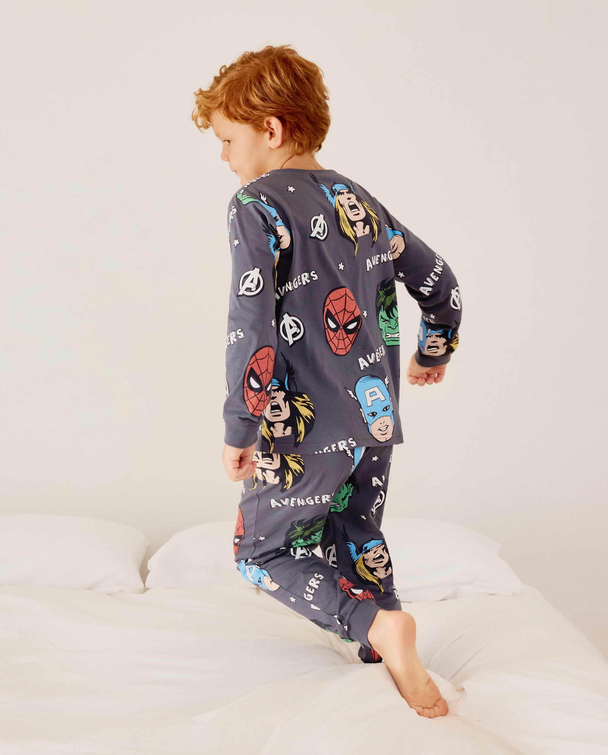 Pijama de Malha Os Vingadores Cotton Juice Cinzento-3