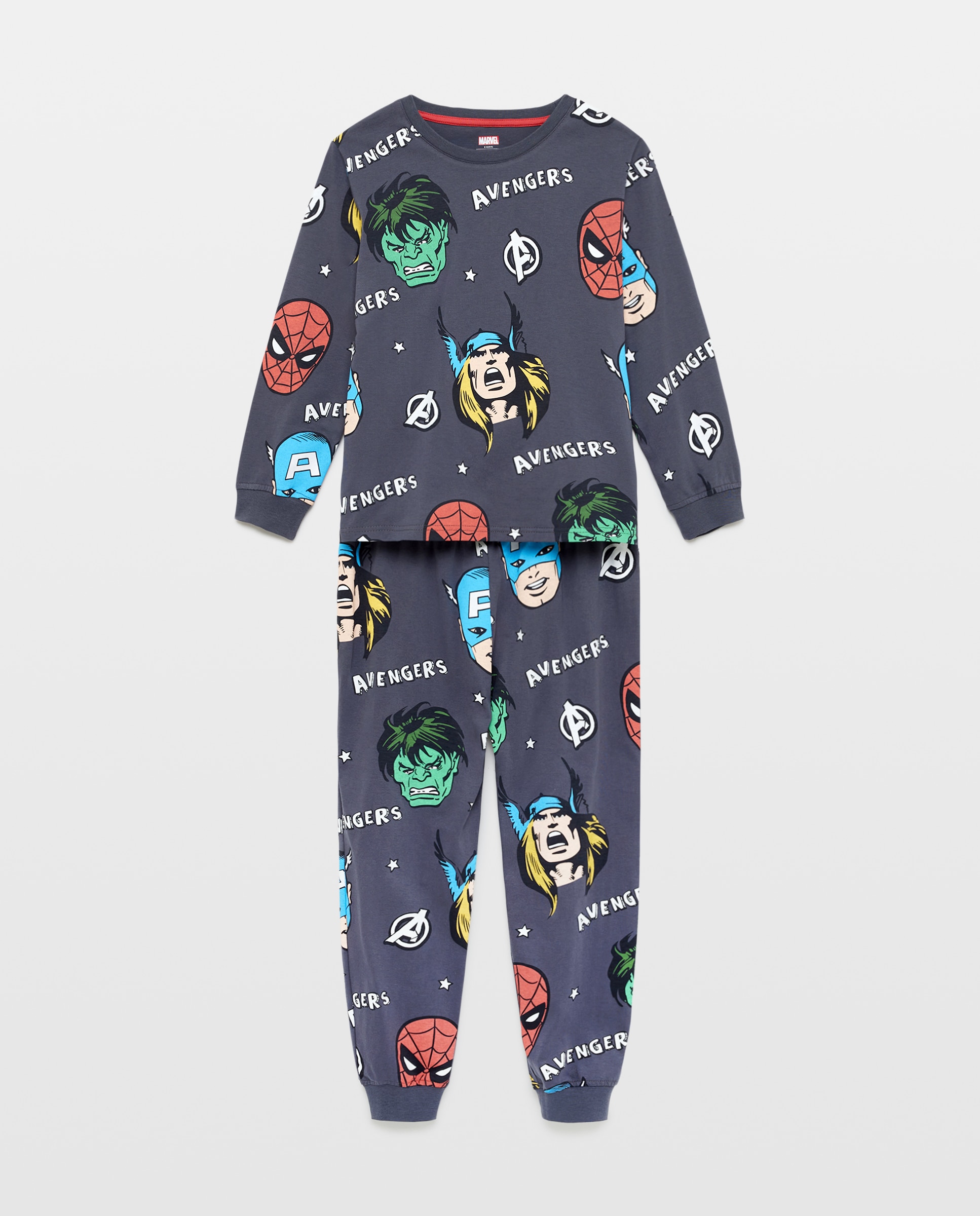 Pijama de Malha Os Vingadores Cotton Juice Cinzento-4