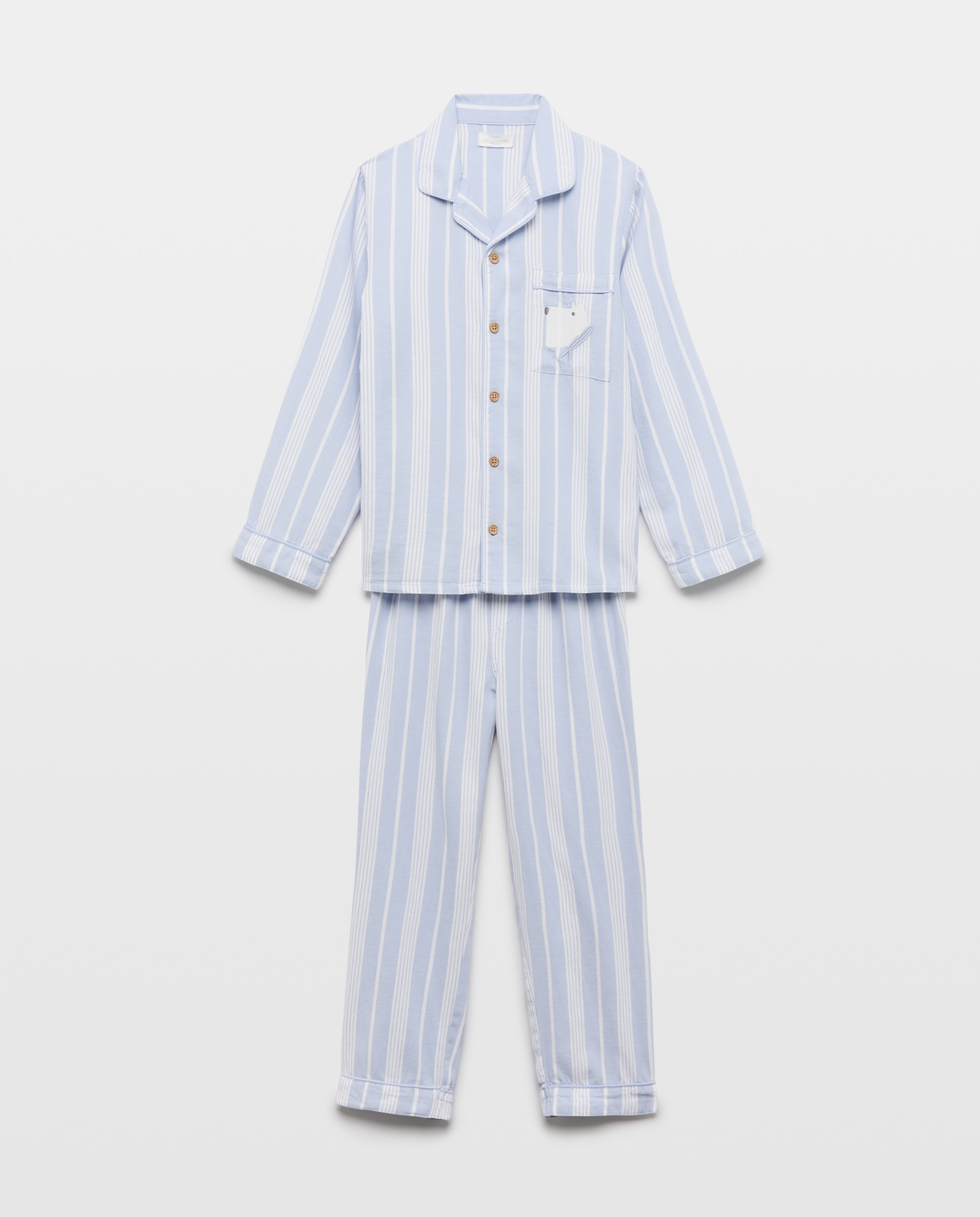 Pijama de Tecido às Riscas Azul-4