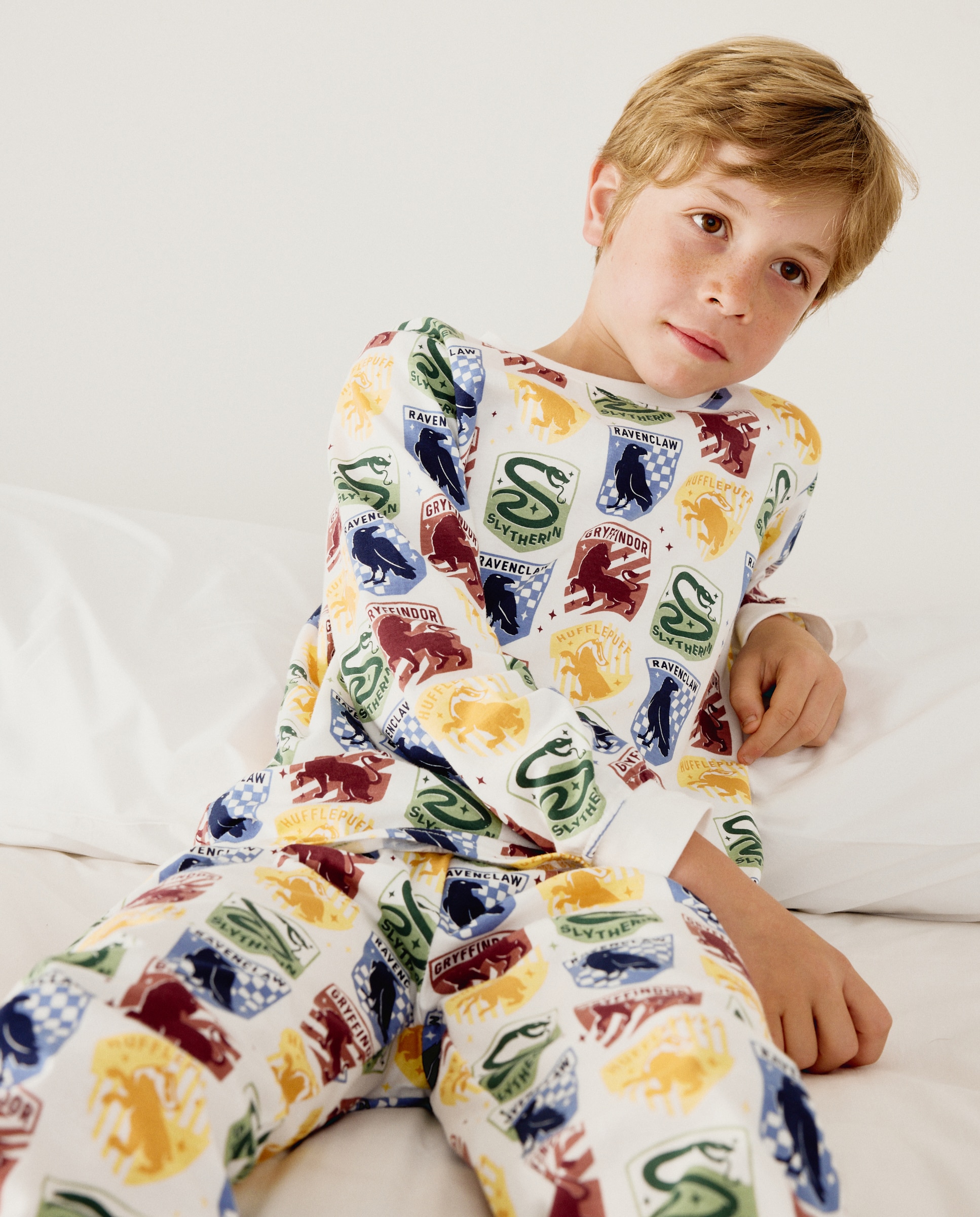 Pijama Completo de Malha com Estampado de Fantasia Harry Potter Cotton Juice Branco-2