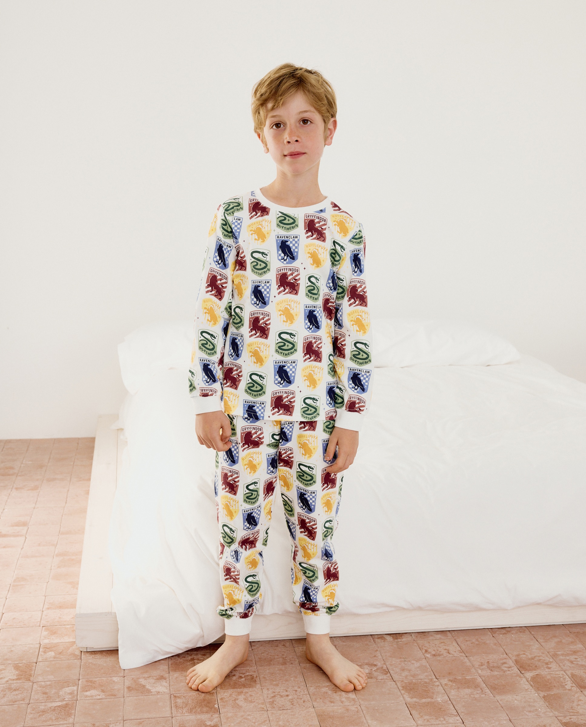 Pijama Completo de Malha com Estampado de Fantasia Harry Potter Cotton Juice Branco-3