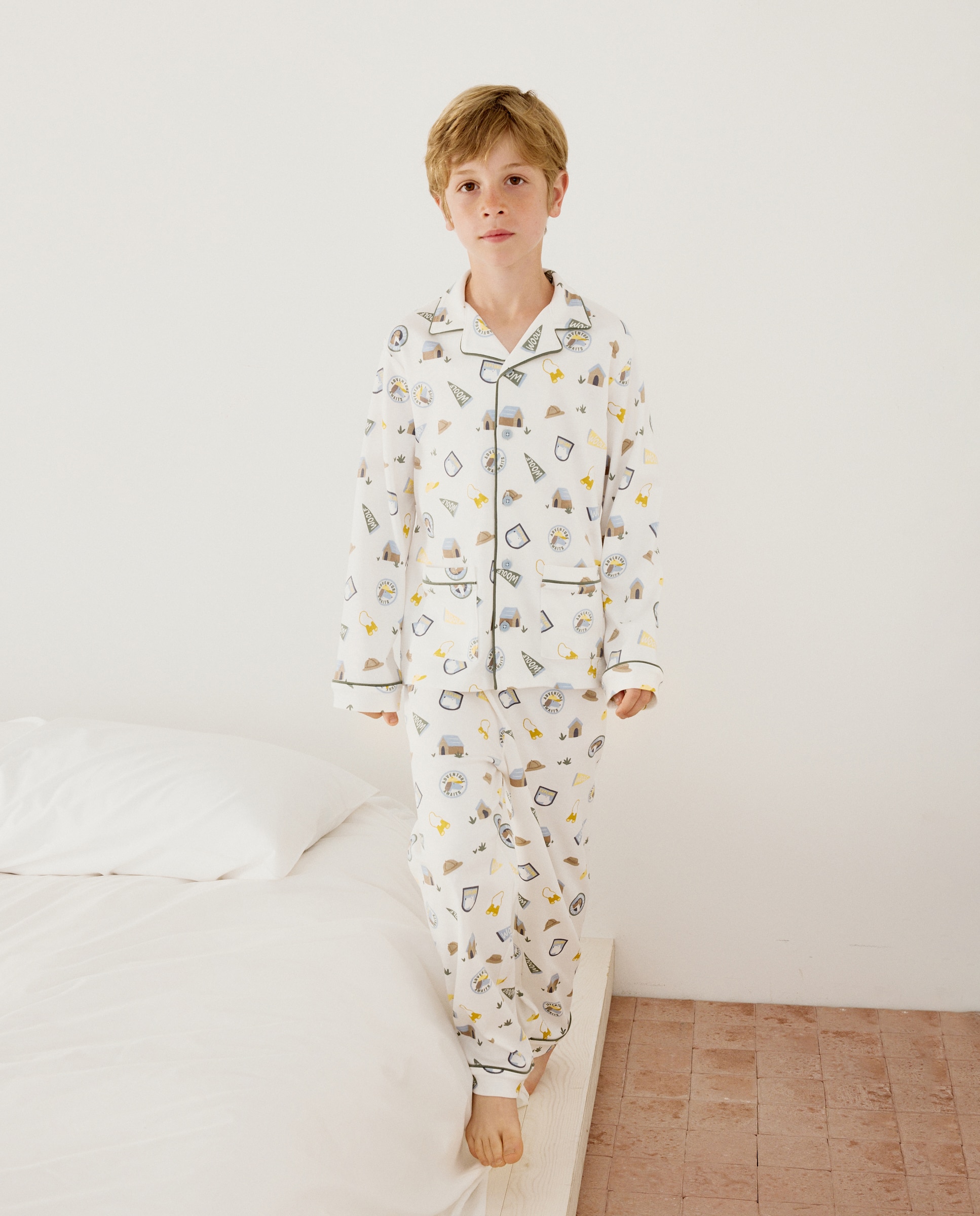 Pijama de Malha Abotoado com Fantasia Adventure Branco-2