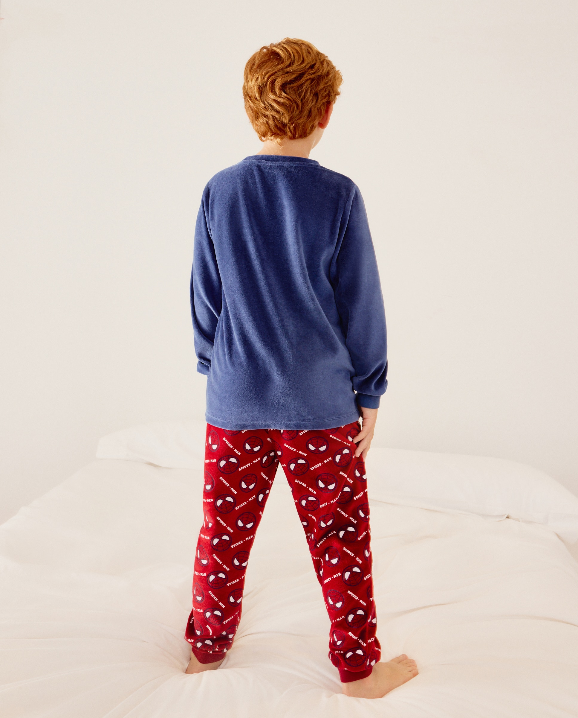 Pijama de Velour com Fantasia Homem-Aranha Cotton Juice Azul-marinho-3