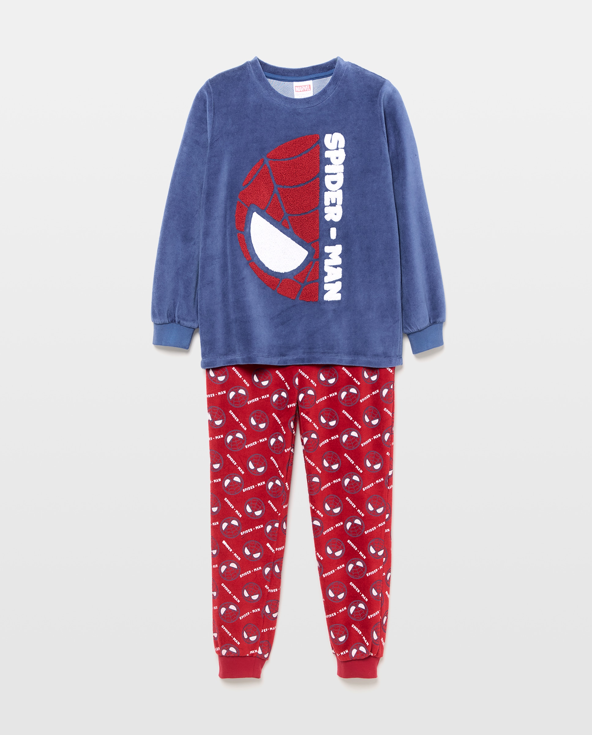 Pijama de Velour com Fantasia Homem-Aranha Cotton Juice Azul-marinho-4