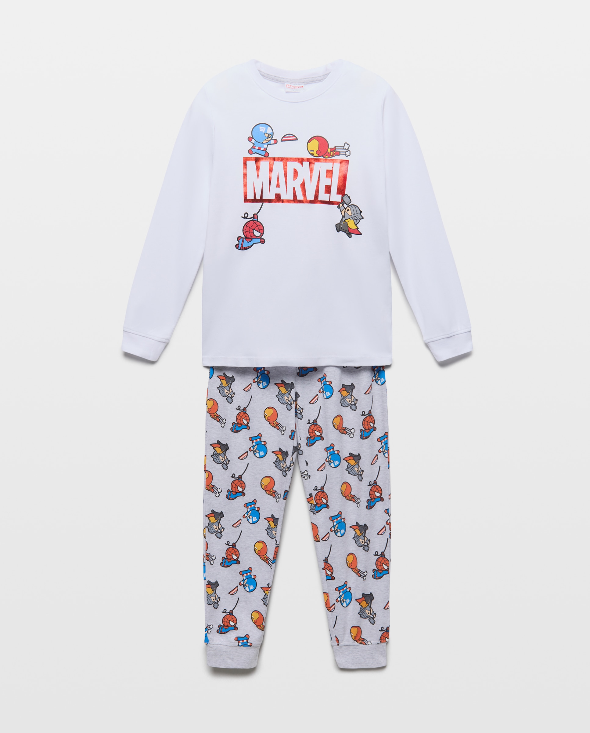 Pijama de Malha com Fantasia Homem-Aranha Branco-3
