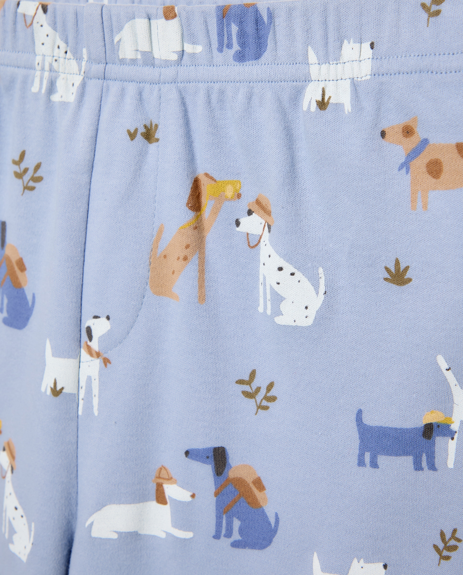 Pijama de Malha Abotoado com Fantasia de Cães Azul-5