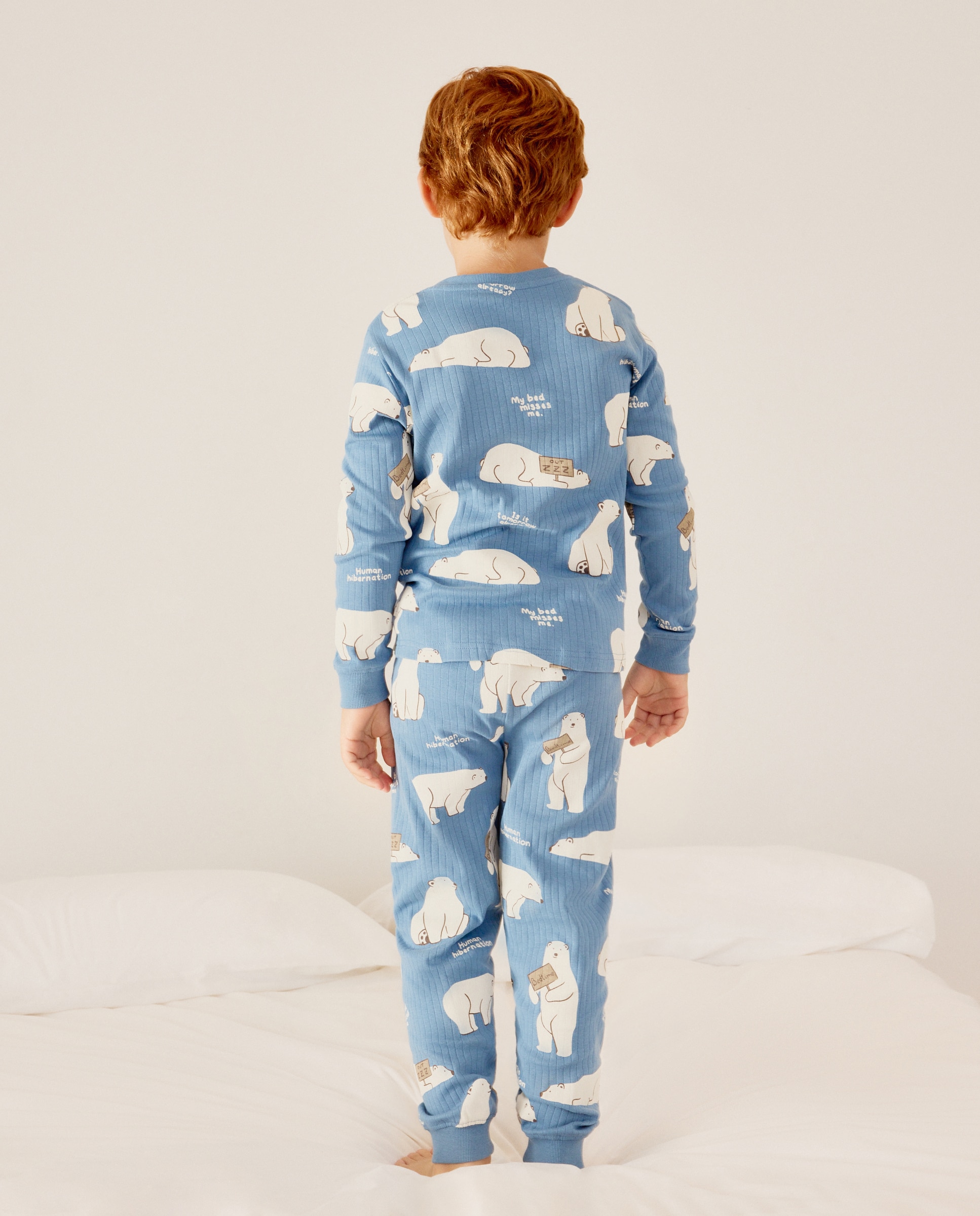 Pijama de niño en punto manga larga y pantalón largo estampado fantasía - Cotton Juice - Azul Azul-3