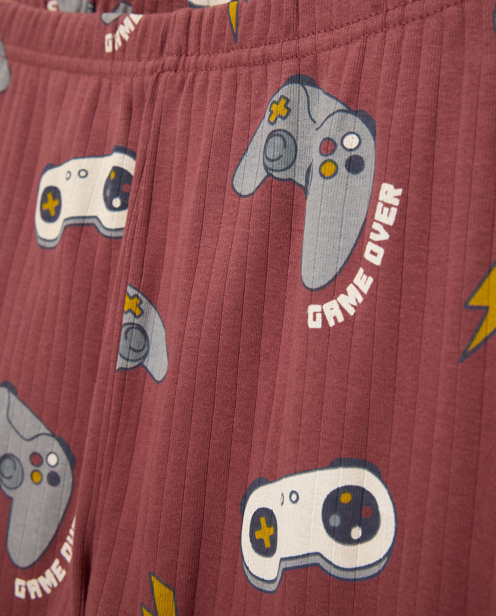 Pijama de Malha com Manga Comprida e Calças com Estampado de Fantasia Cotton Juice Vermelho-5