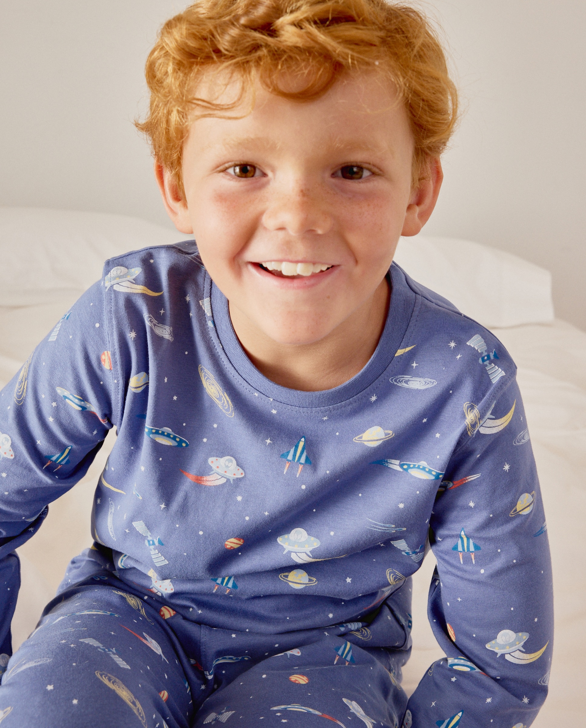 Pijama de Malha com Manga Comprida e Calças com Estampado de Fantasia Cotton Juice Azul-2