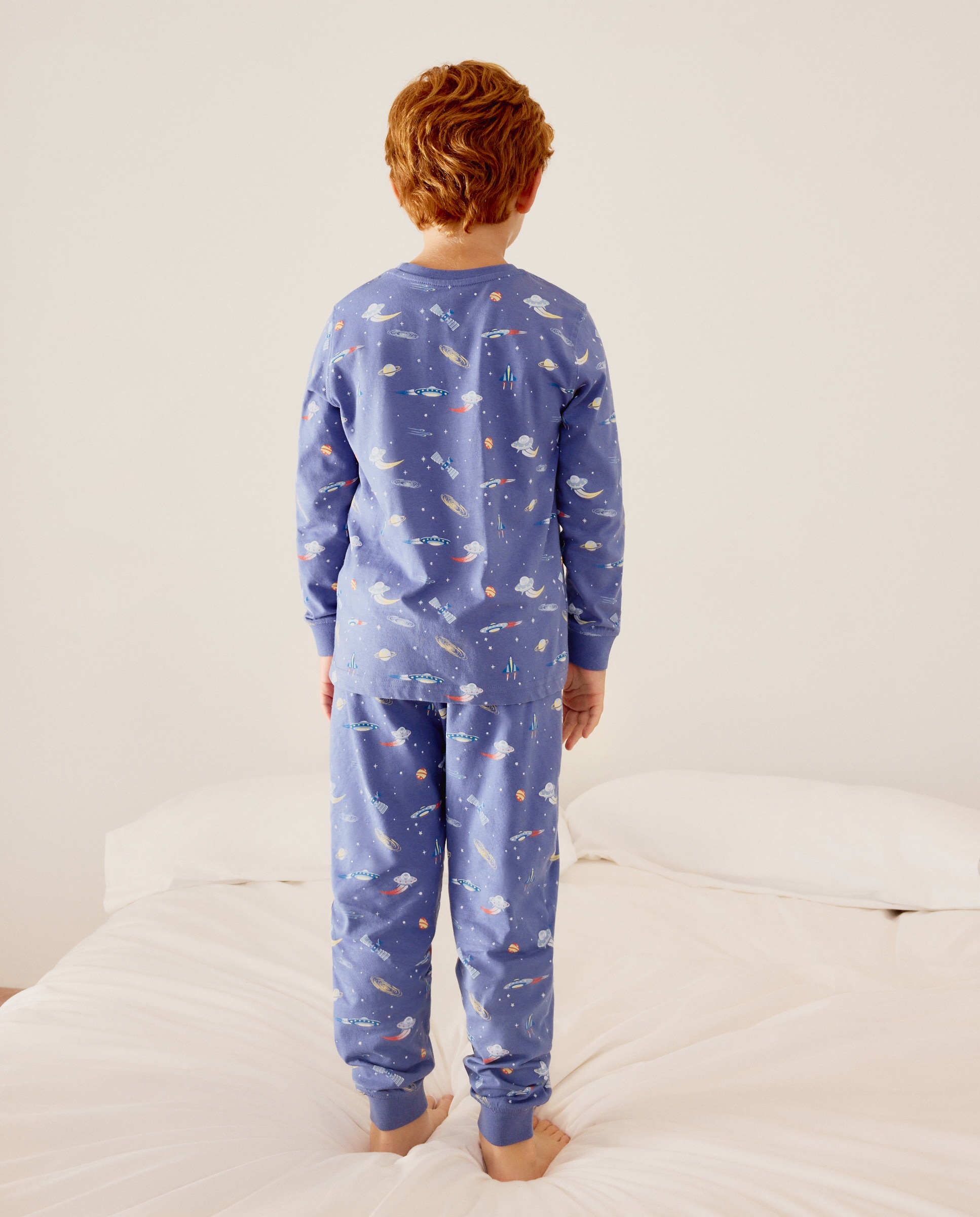 Pijama de Malha com Manga Comprida e Calças com Estampado de Fantasia Cotton Juice Azul-3