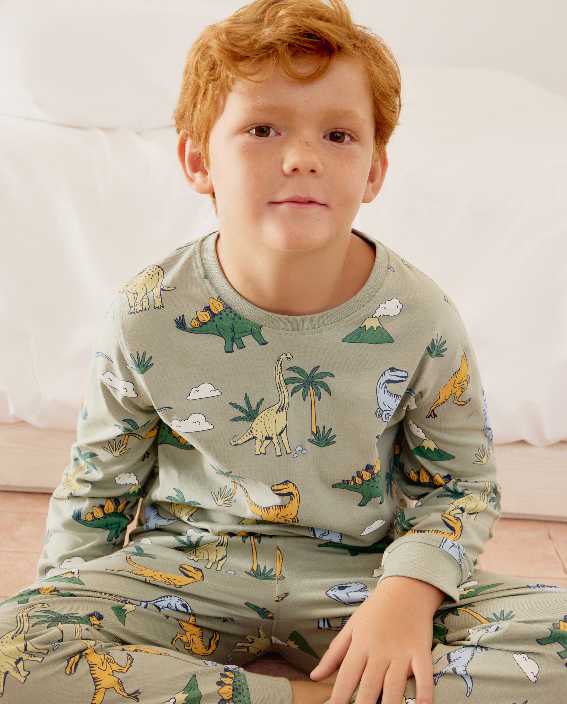 Pijama de Malha com Manga Comprida e Calças com Estampado de Fantasia - Multicolor Cotton Juice Verde-2