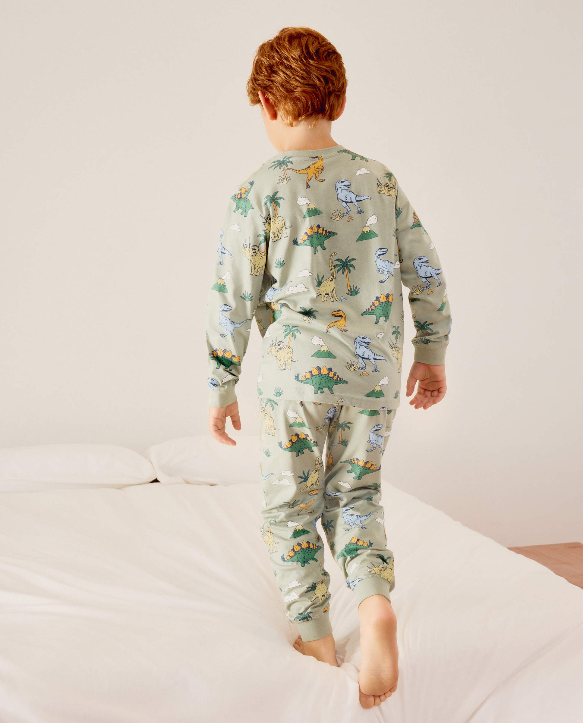 Pijama de Malha com Manga Comprida e Calças com Estampado de Fantasia - Multicolor Cotton Juice Verde-3