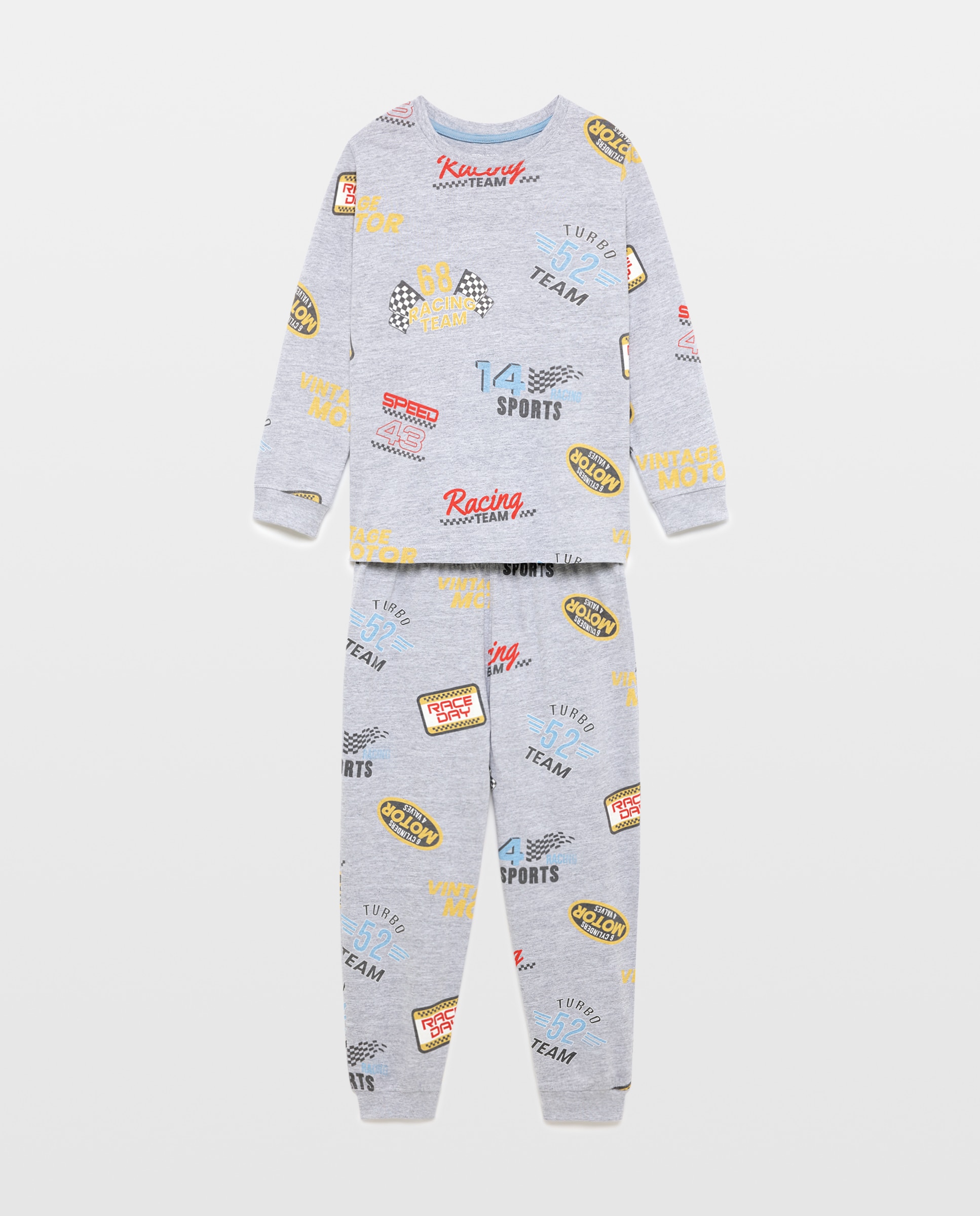 Pijama de Malha com Manga Comprida e Calças com Estampado de Fantasia Cotton Juice Preto-4