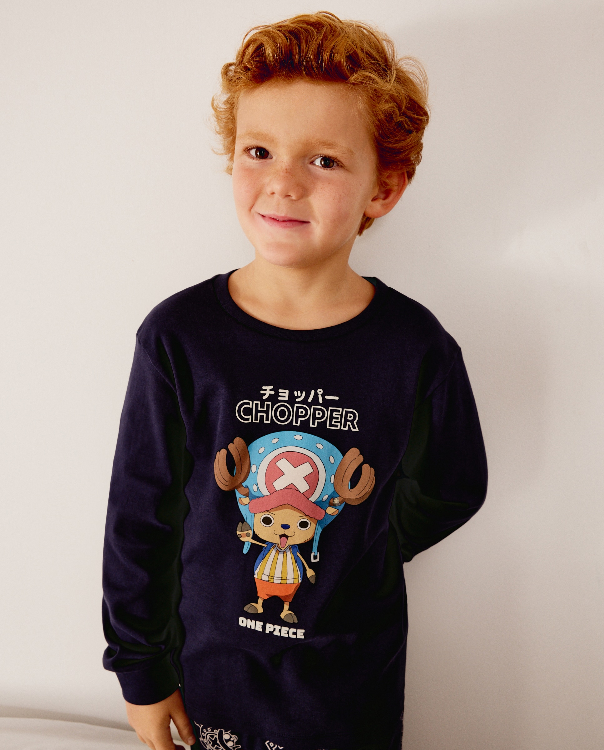 Pijama completo largo de punto estampado ONE PIECE chopper de niño - Cotton Juice - Azul marino Azul marino-2