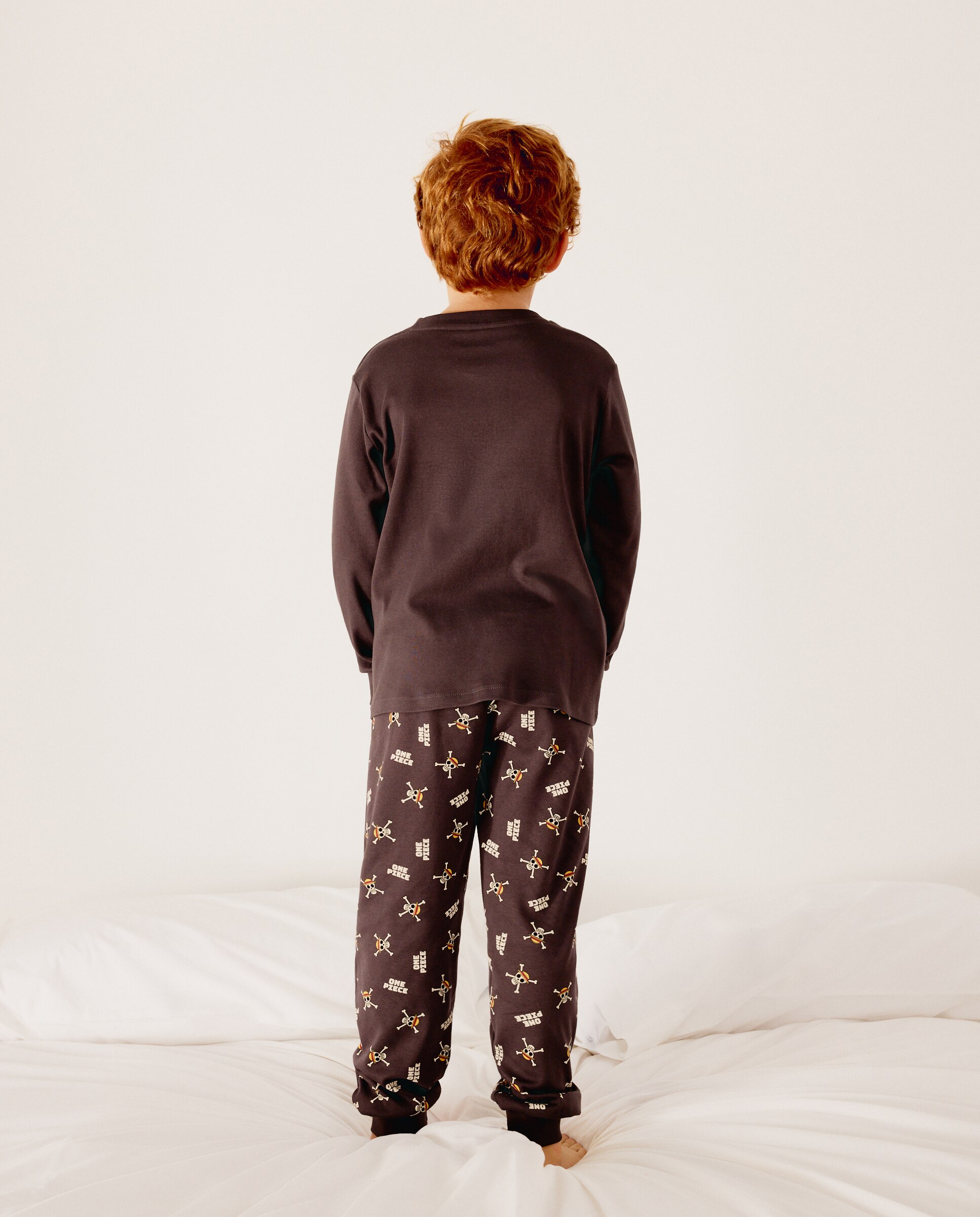 Pijama completo largo de punto estampado ONE PIECE calavera de niño - Cotton Juice - Gris Gris-3