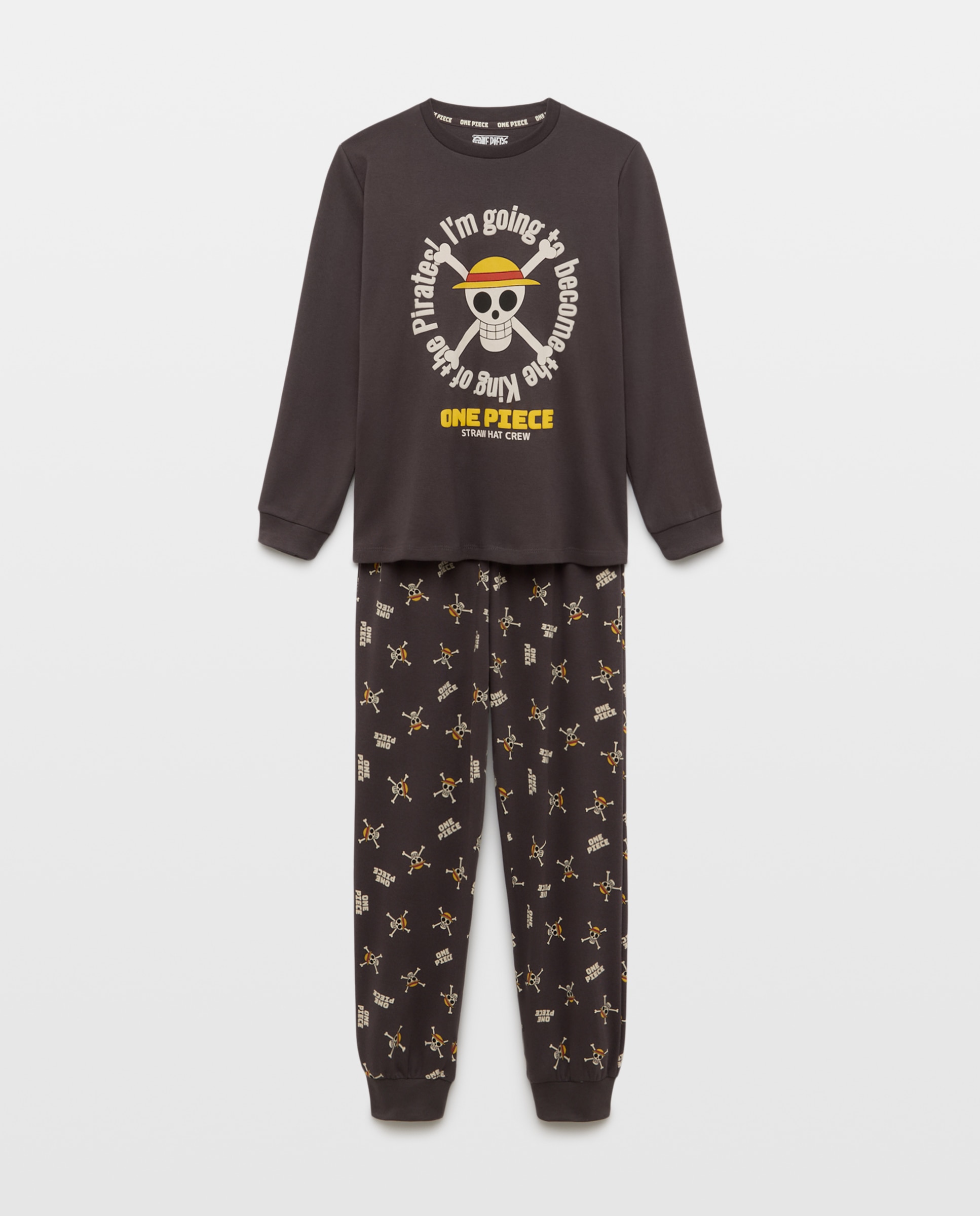 Imagem 0 de Pijama Completo de Criança, Comprido de Malha Estampado ONE PIECE Caveira