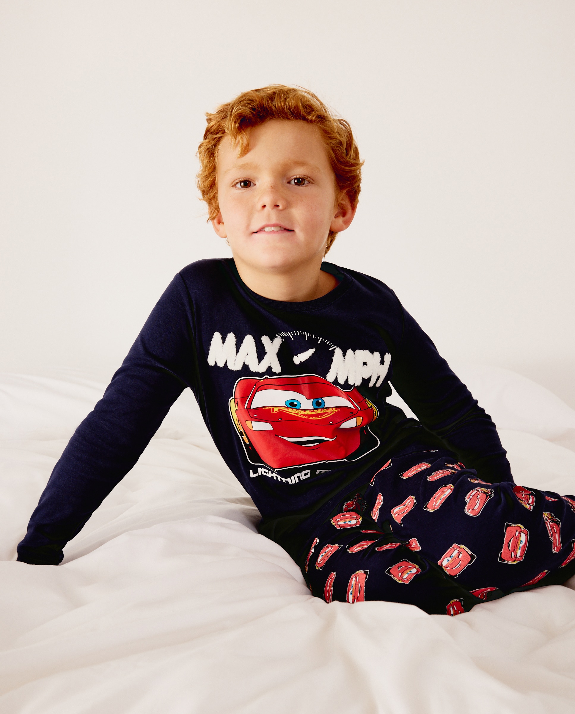 Pijama Cars pantalón estampado de niño - Cotton Juice - Azul marino Azul marino-1