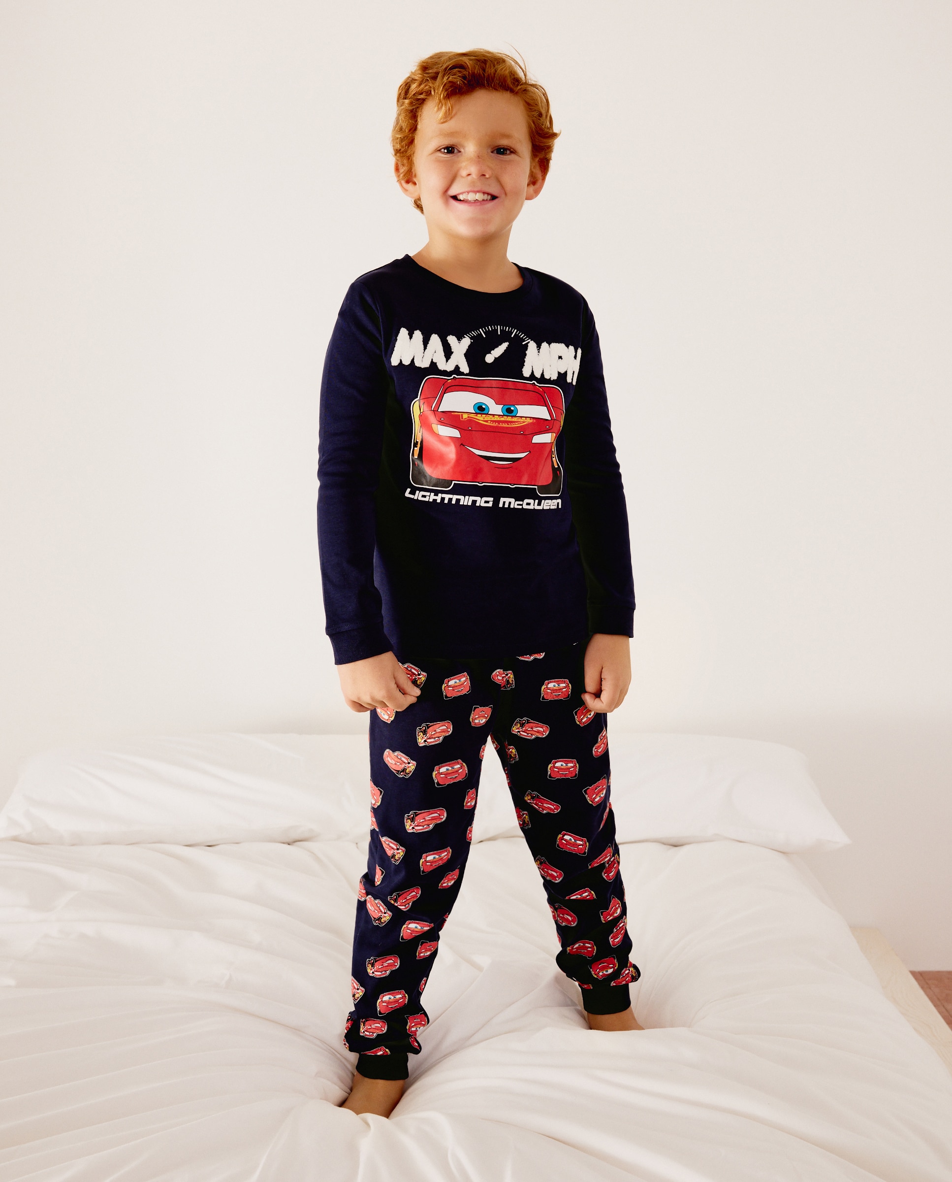 Pijama Cars pantalón estampado de niño - Cotton Juice - Azul marino Azul marino-2