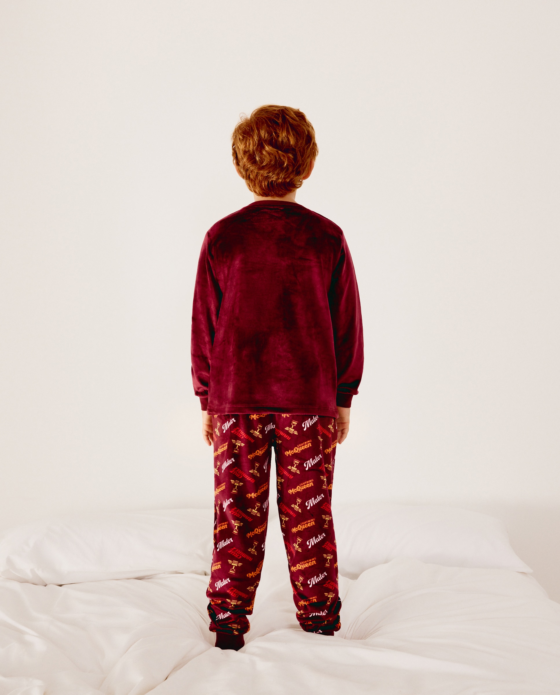 Pijama largo de Cars con pantalón estampado de niño - Cotton Juice - Rojo Rojo-3